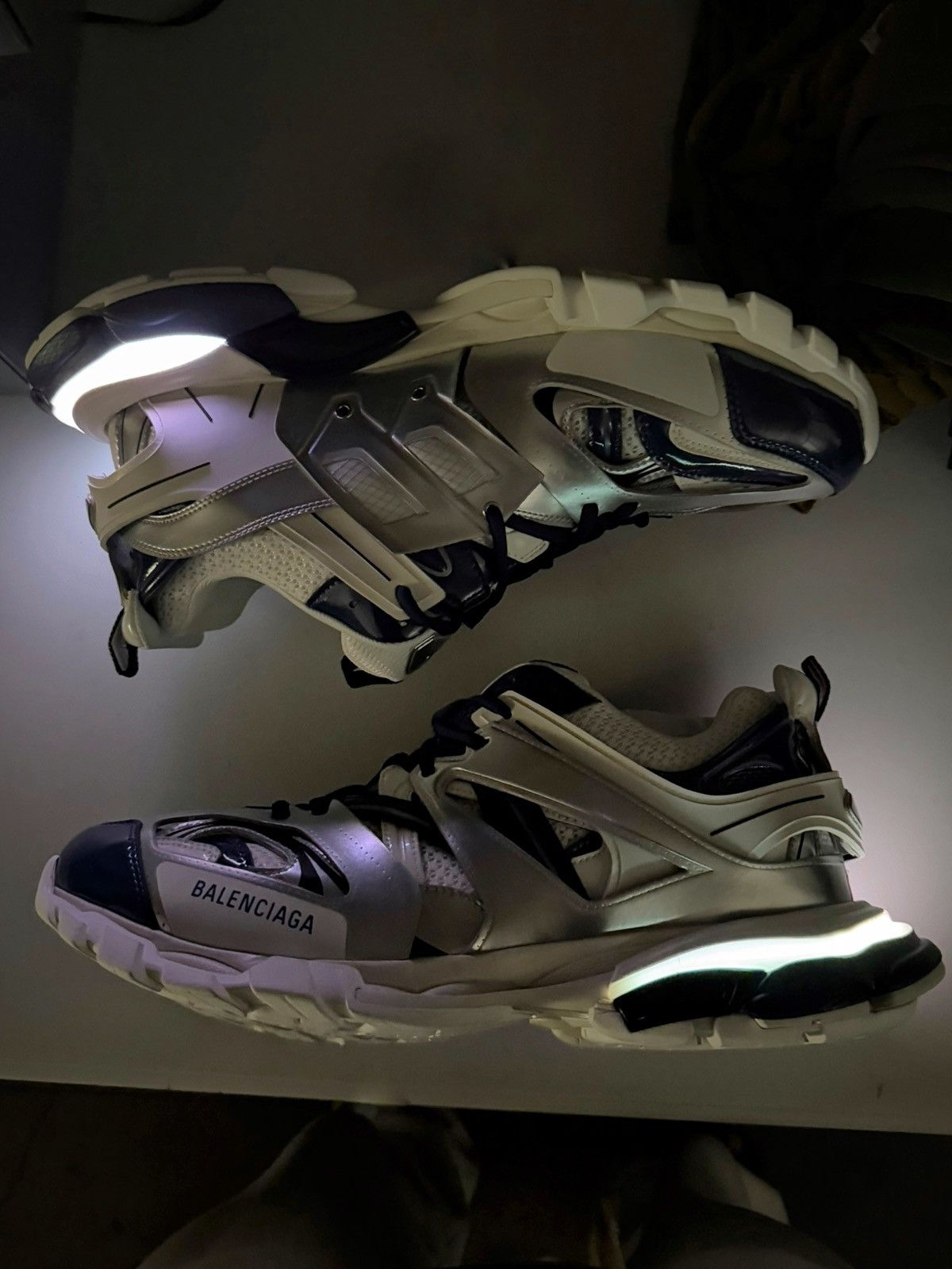 Balenciaga Track LED LIGHT Sneaker Silver Blue Metallic Size US 7 / EU 40 - 2 Thumbnail