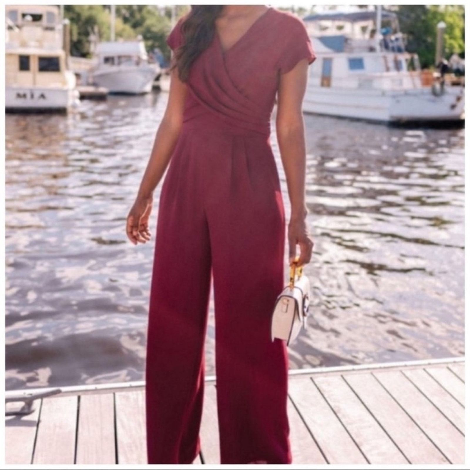 Other Gal Meets Glam Delaney Crossover Wrap Jumpsuit Size 30" / US 8 / IT 44 - 2 Thumbnail