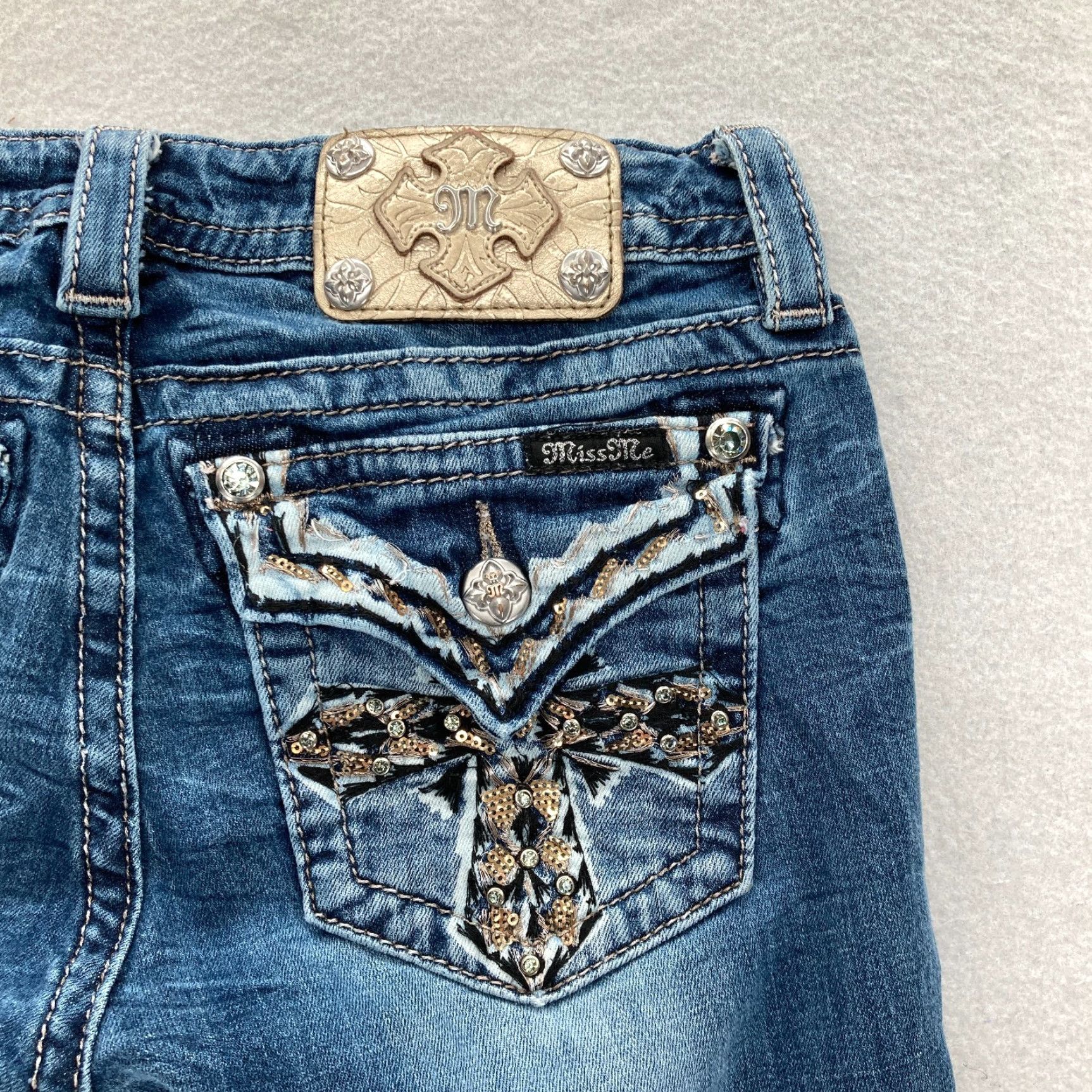 Miss Me Miss Me Signature Skinny Jeans Women's 28 Blue Stretch Denim Cross Embroidered Jeans Size 28" / US 6 / IT 42 - 2 Thumbnail