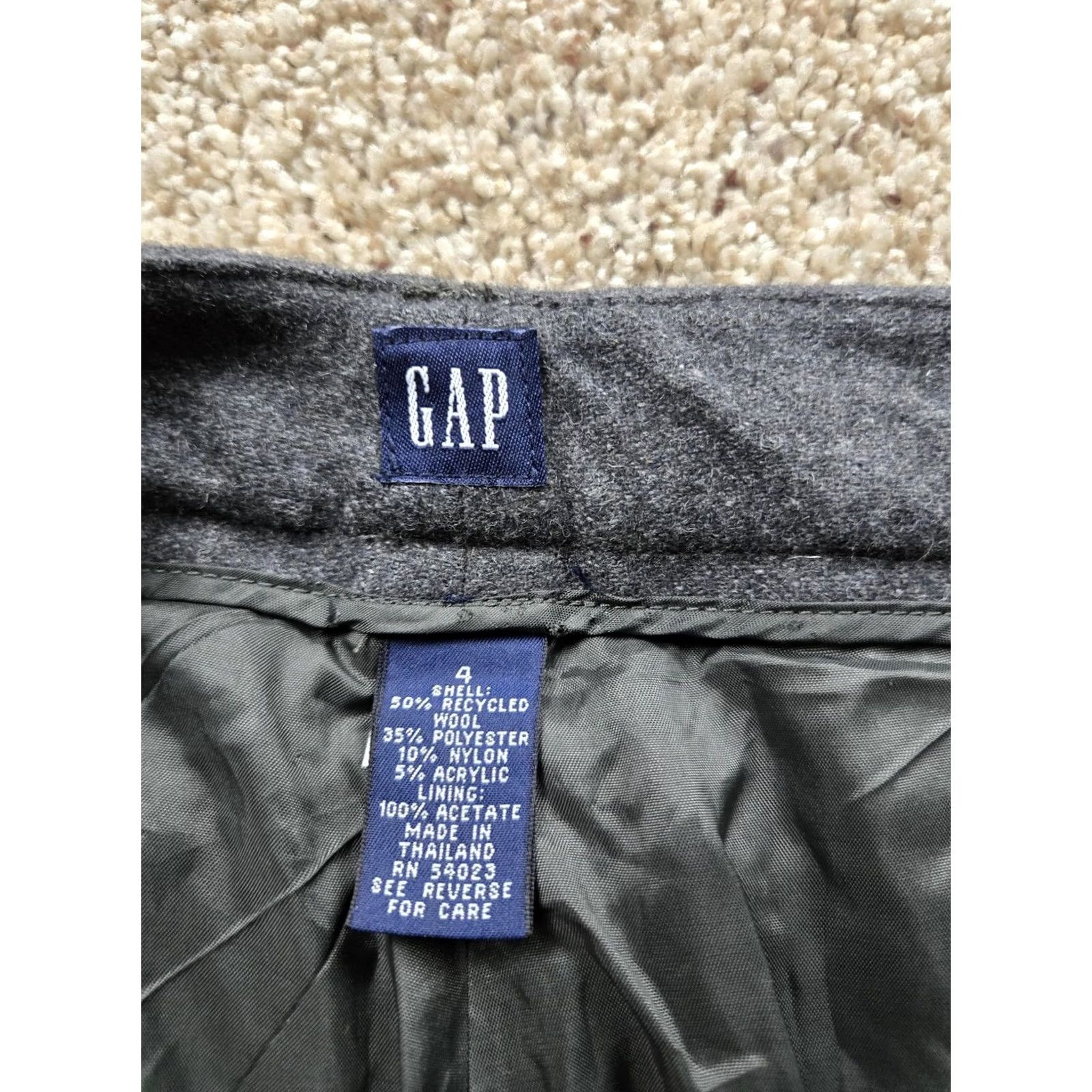 Gap VINTAGE Gap Chino Pants Womens 4 Gray Wool Blend Cargo Lined Flare Leg 30in Inseam 29in Waist Size 27" / US 4 / IT 40 - 3 Thumbnail