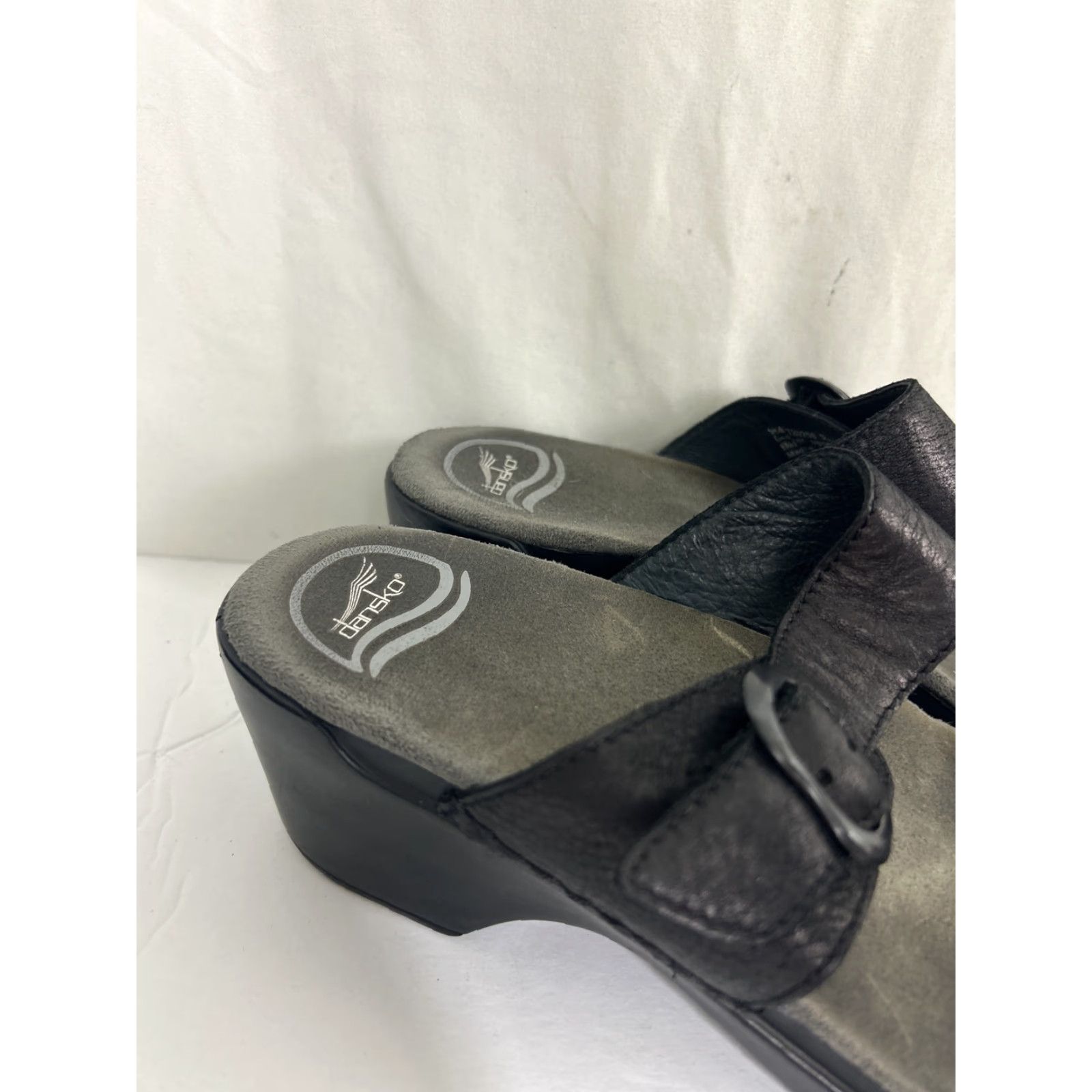 Dansko Dansko Sandals Women's 9.5 US 40 EU Black Sophie Wedge Leather Slide Casual Footwear Size US 10 / IT 40 - 3 Thumbnail