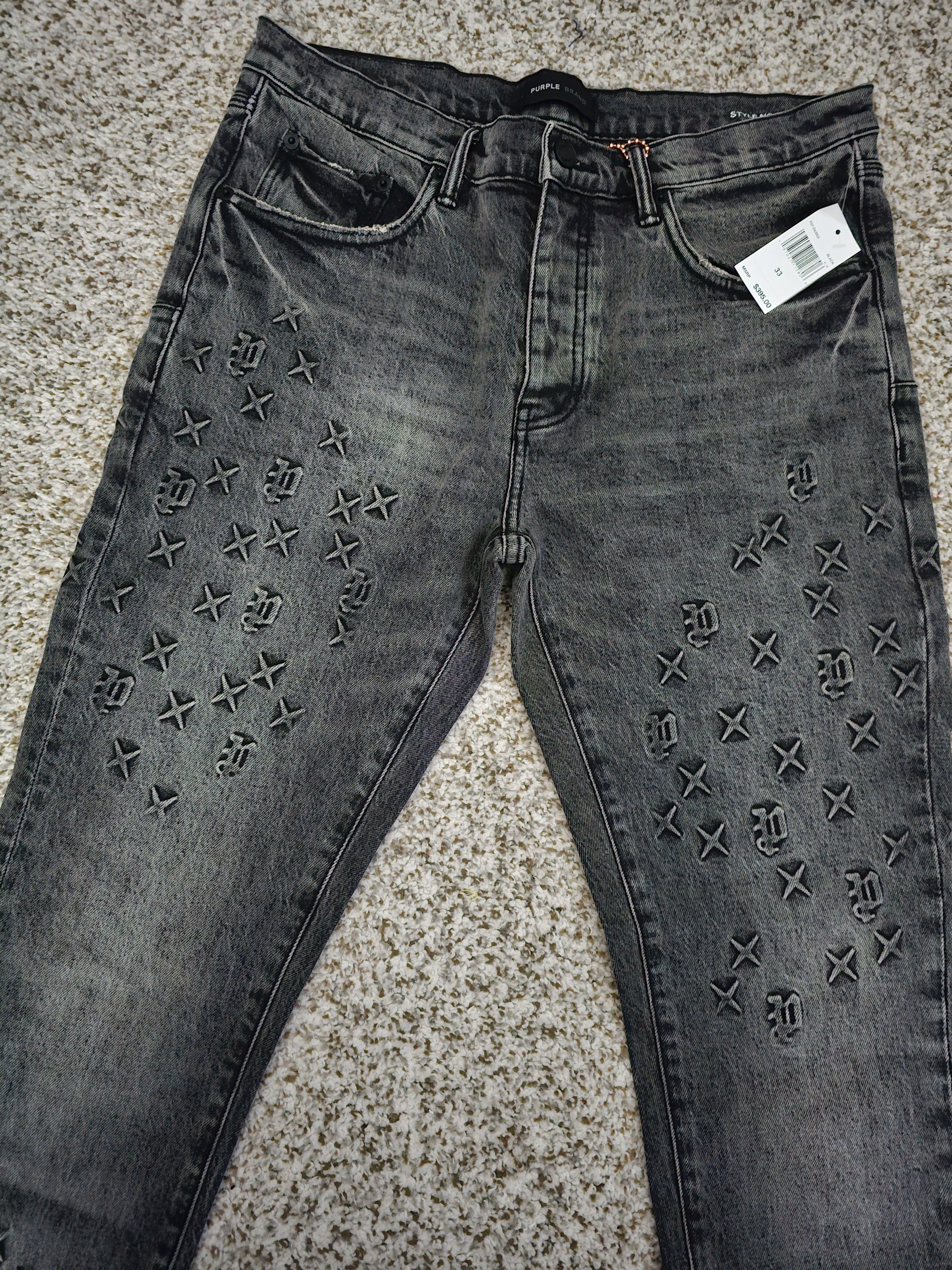 Purple Purple Brand Black Monogram Jeans Size US 33 - 5 Thumbnail