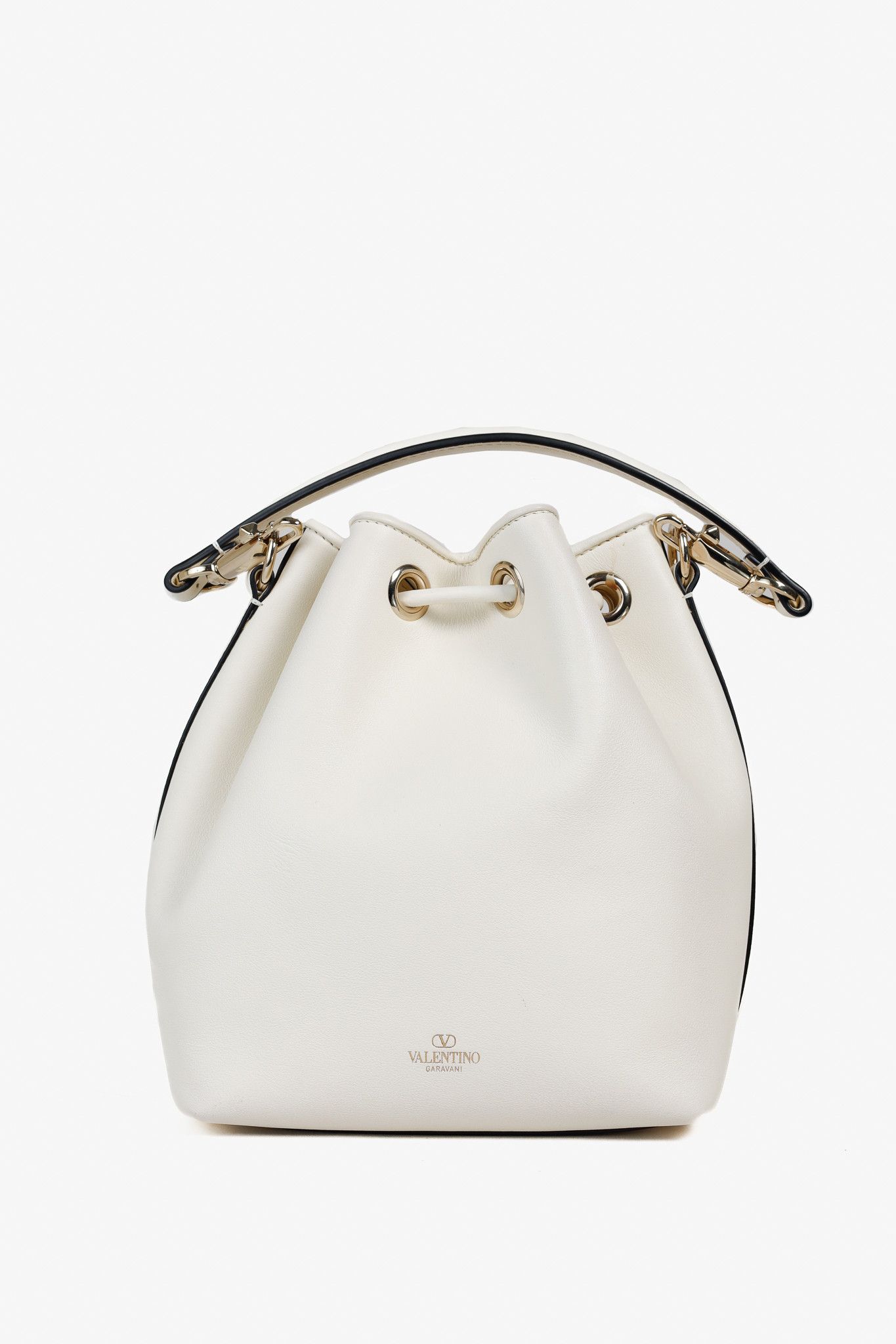 Valentino Valentino Garavani Ivory Off-White Loco Calfskin Bucket Bag Size ONE SIZE - 4 Thumbnail