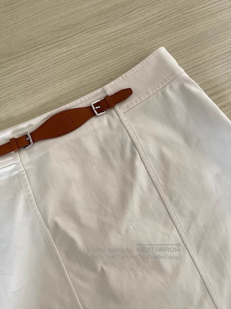 Hermes Hermes Saddle belt white skirt Size 26" / US 2 / IT 38 - 4 Thumbnail