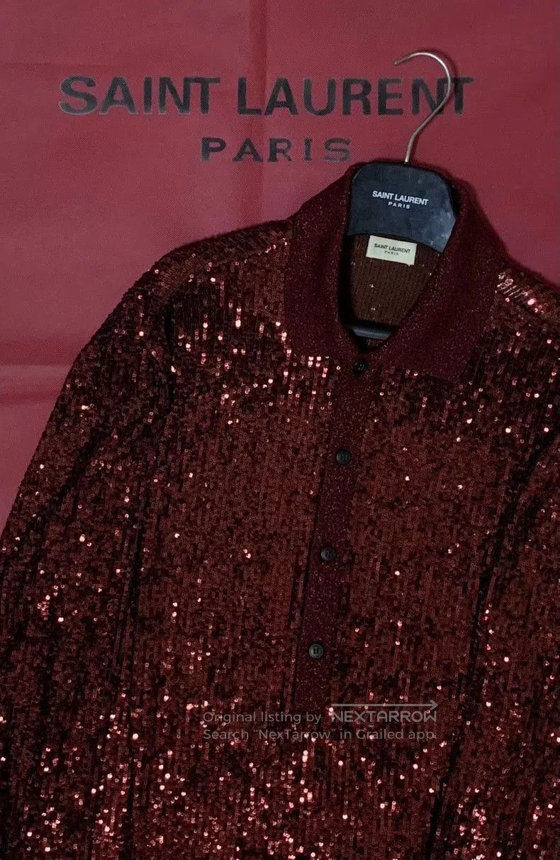 Saint Laurent Paris Saint Laurent Sequin Long Sleeve Shirt. Size US L / EU 52-54 / 3 - 6 Thumbnail
