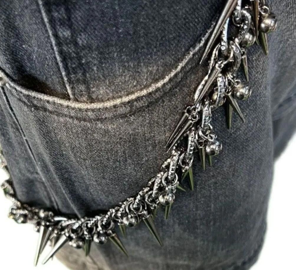 Jewelry Punk Black Gun Plated Rivet Metal Biker Pants Chain Size ONE SIZE - 2 Thumbnail