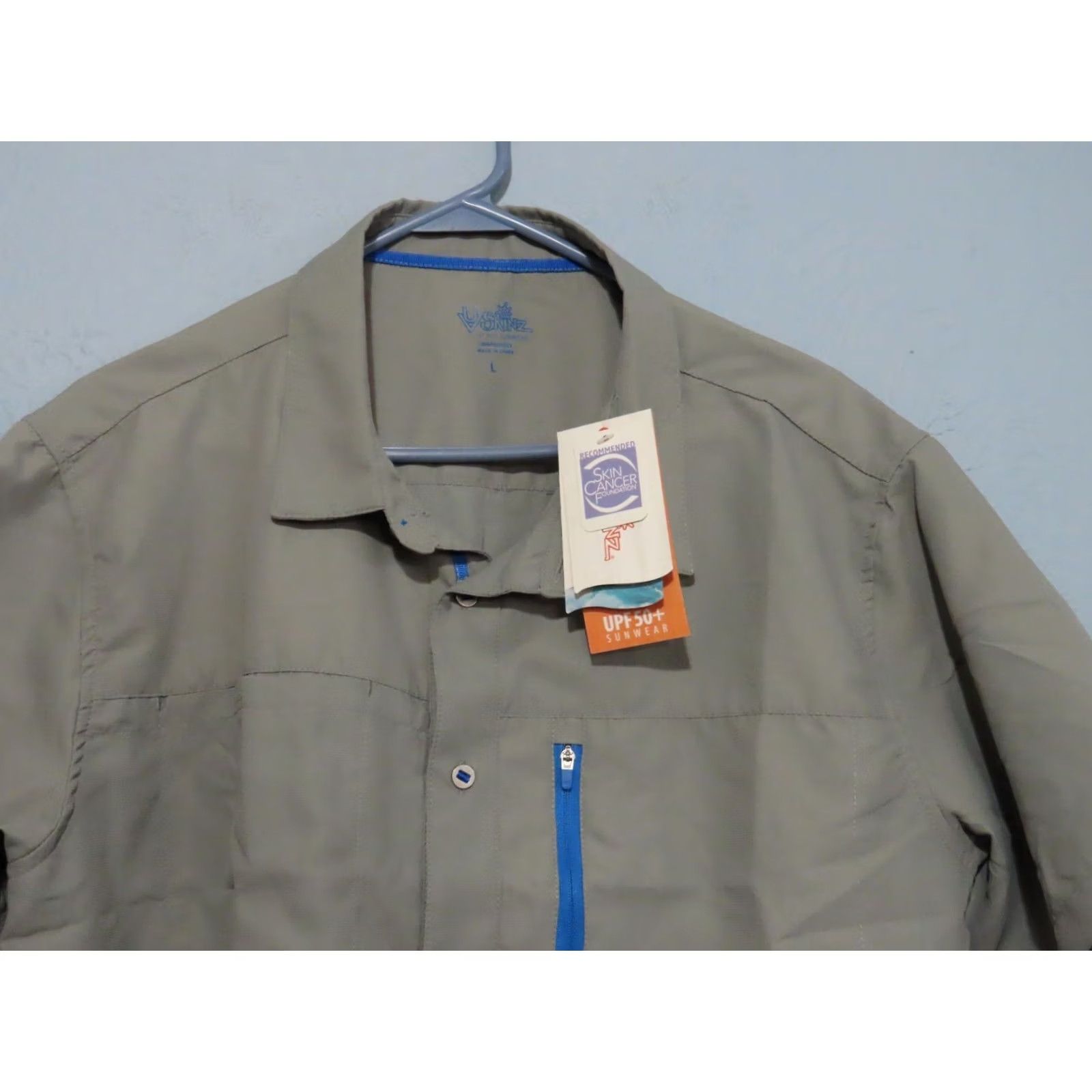 Skin VINTAGEUV Skinz UPF 50+ Men's Large Button Up Sunwear Short Sleeve Shirt NWT Size US L / EU 52-54 / 3 - 5 Thumbnail