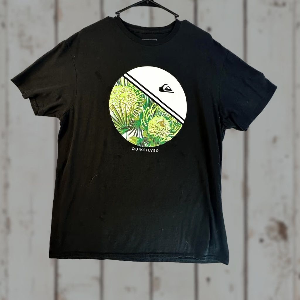 Quiksilver Quiksilver Shirt Mens XL Black Graphic Tropical Floral Regular Fit Cotton Tee Size US XL / EU 56 / 4 - 1 Thumbnail