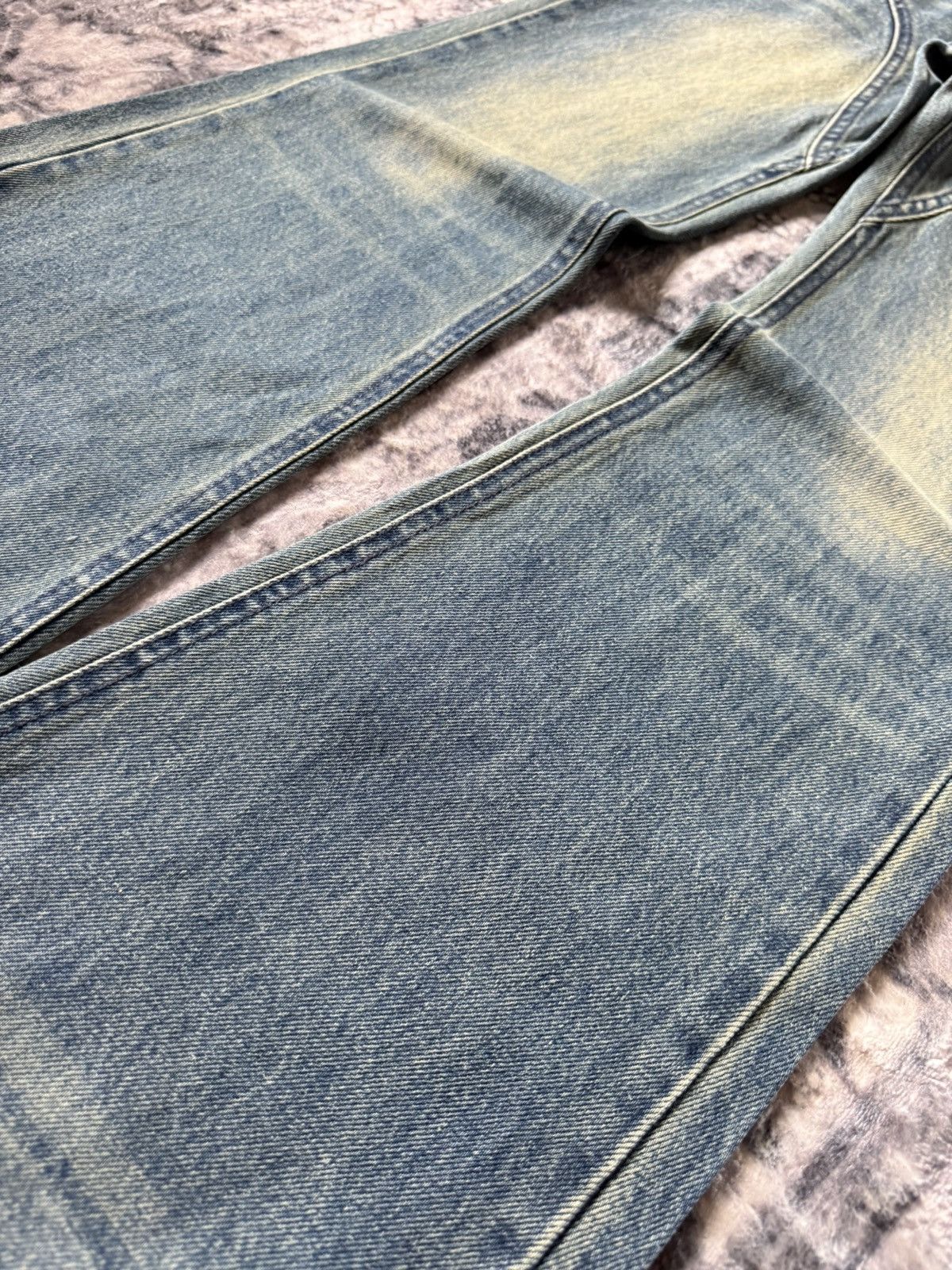 GOSTAR DE FUGA Japanese Brand Paneled Green Mud Wash Flared Jeans Size 27" / US 4 / IT 40 - 6 Thumbnail