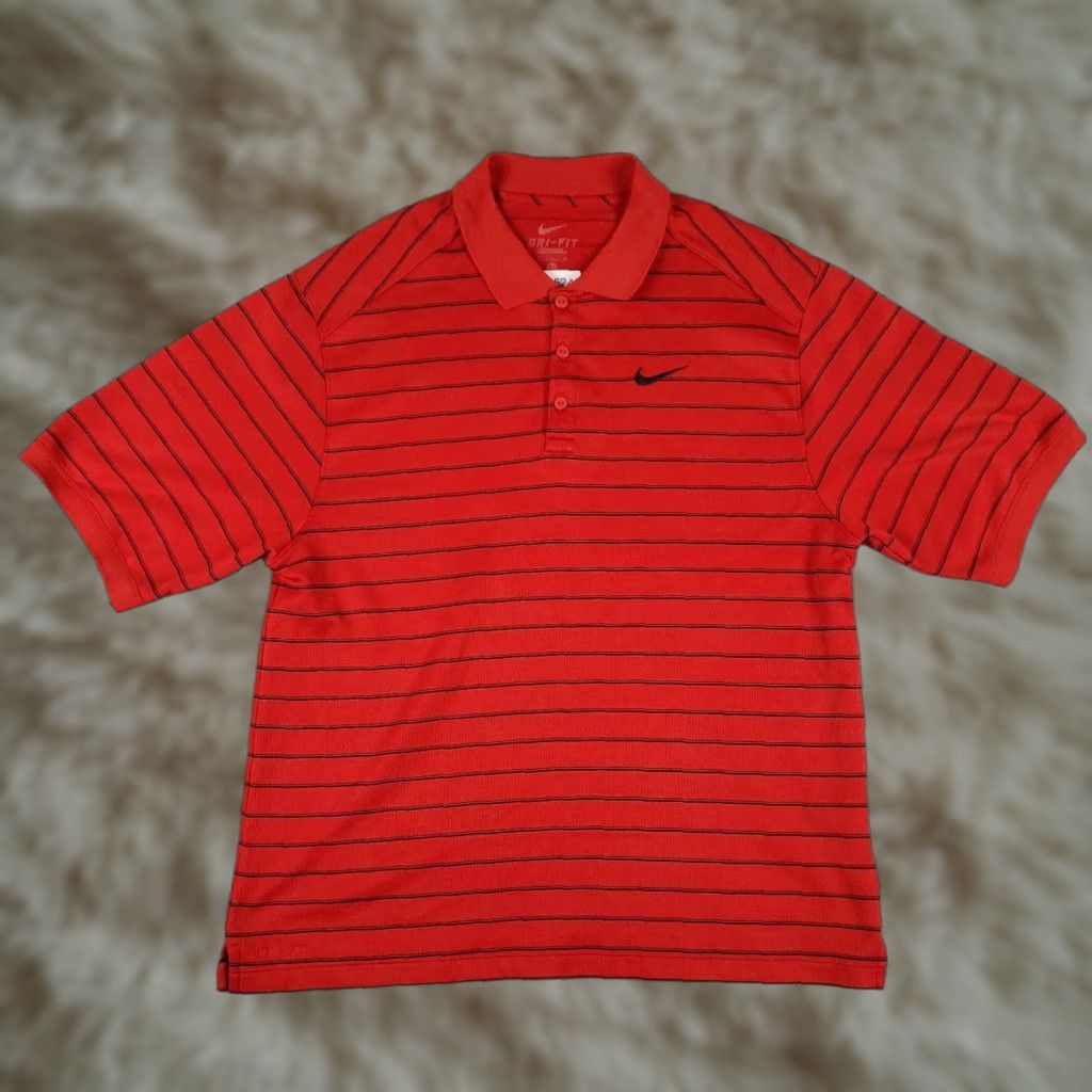 Nike Nike Polo Shirt Mens M Red Striped Dri-Fit Golf Casual Short Sleeve Polo Size US M / EU 48-50 / 2 - 1 Thumbnail