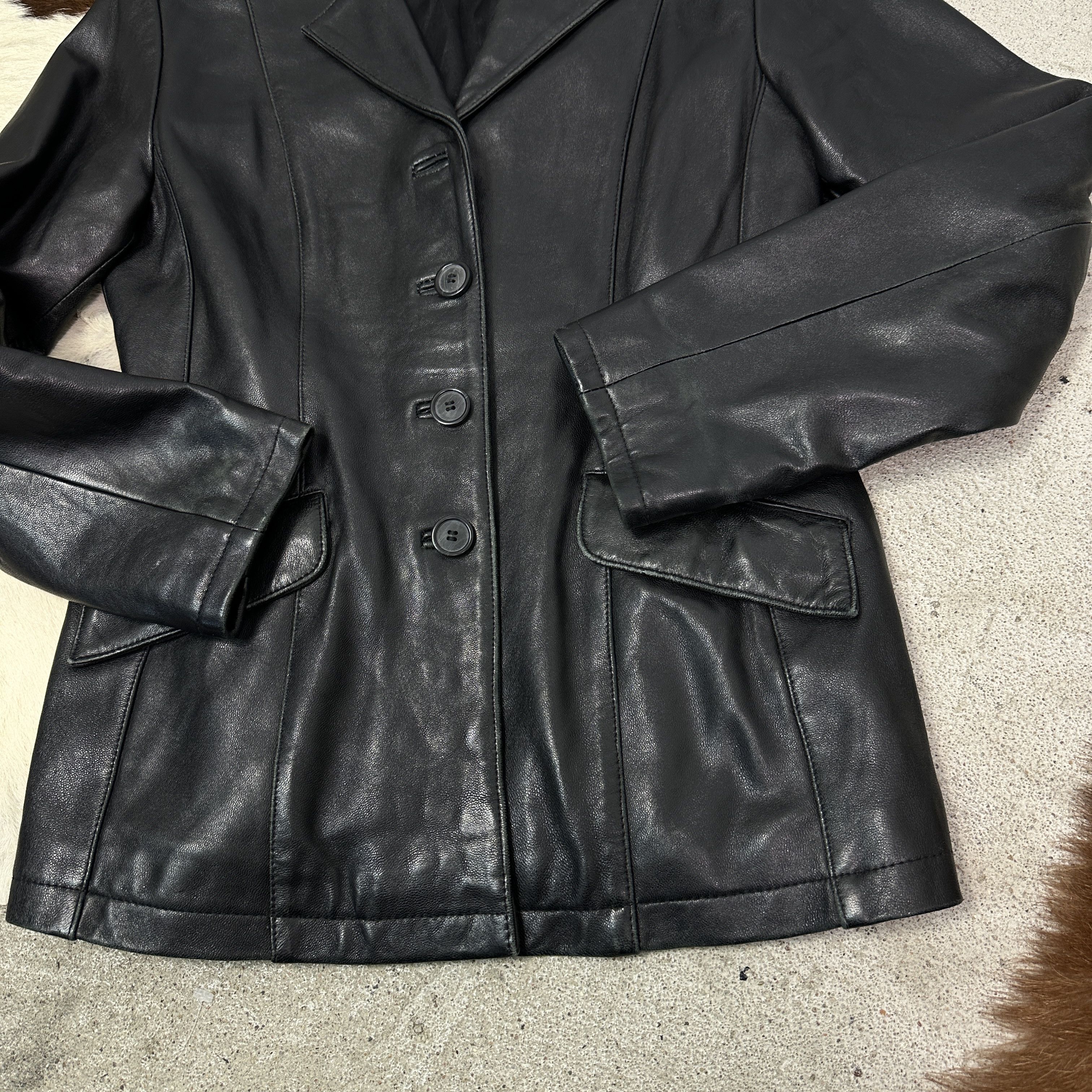 Vintage Vintage Leather Biker Grunge Button Up Coat 90s Size M / US 6-8 / IT 42-44 - 8 Thumbnail