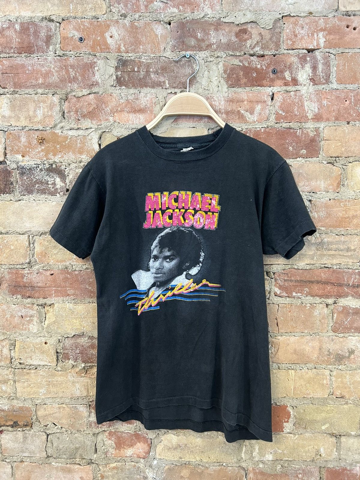 image of 80's Michael Jackson Thriller Tee in Black, Men's (Size Medium)