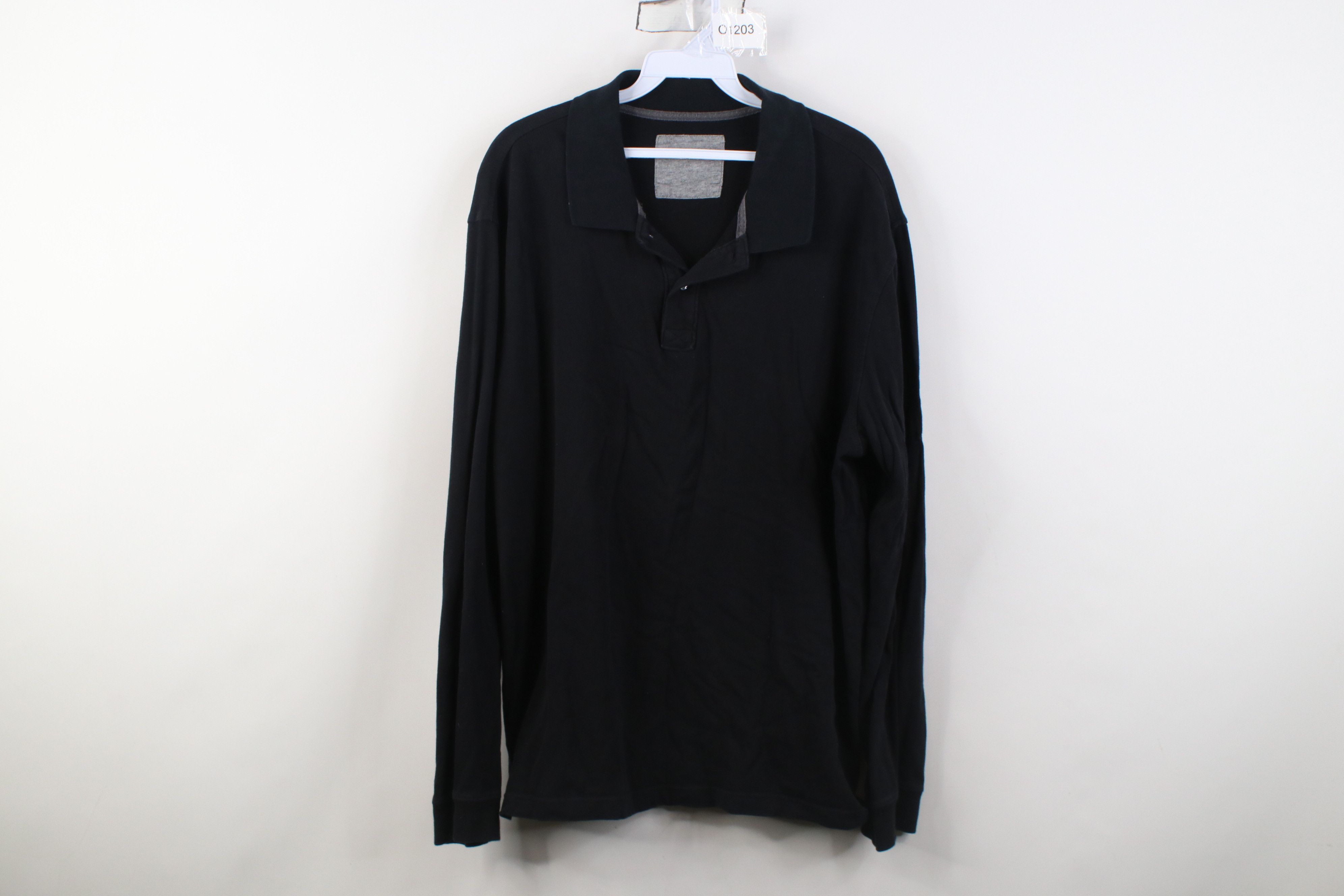 Vintage Vintage 90s Y2K Streetwear Knit Long Sleeve Rugby Polo Black Size US L / EU 52-54 / 3 - 1 Thumbnail