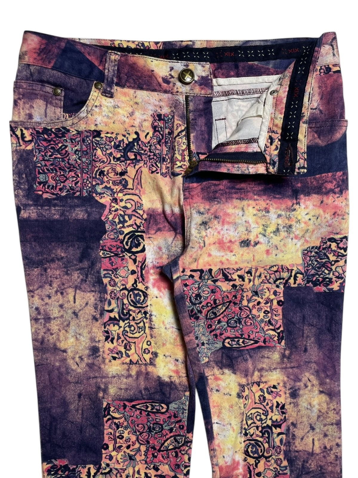 Beauty Beast 2000’s XIX - Surreal Collage Pattern Printed Flared Pants Size 29" - 4 Thumbnail