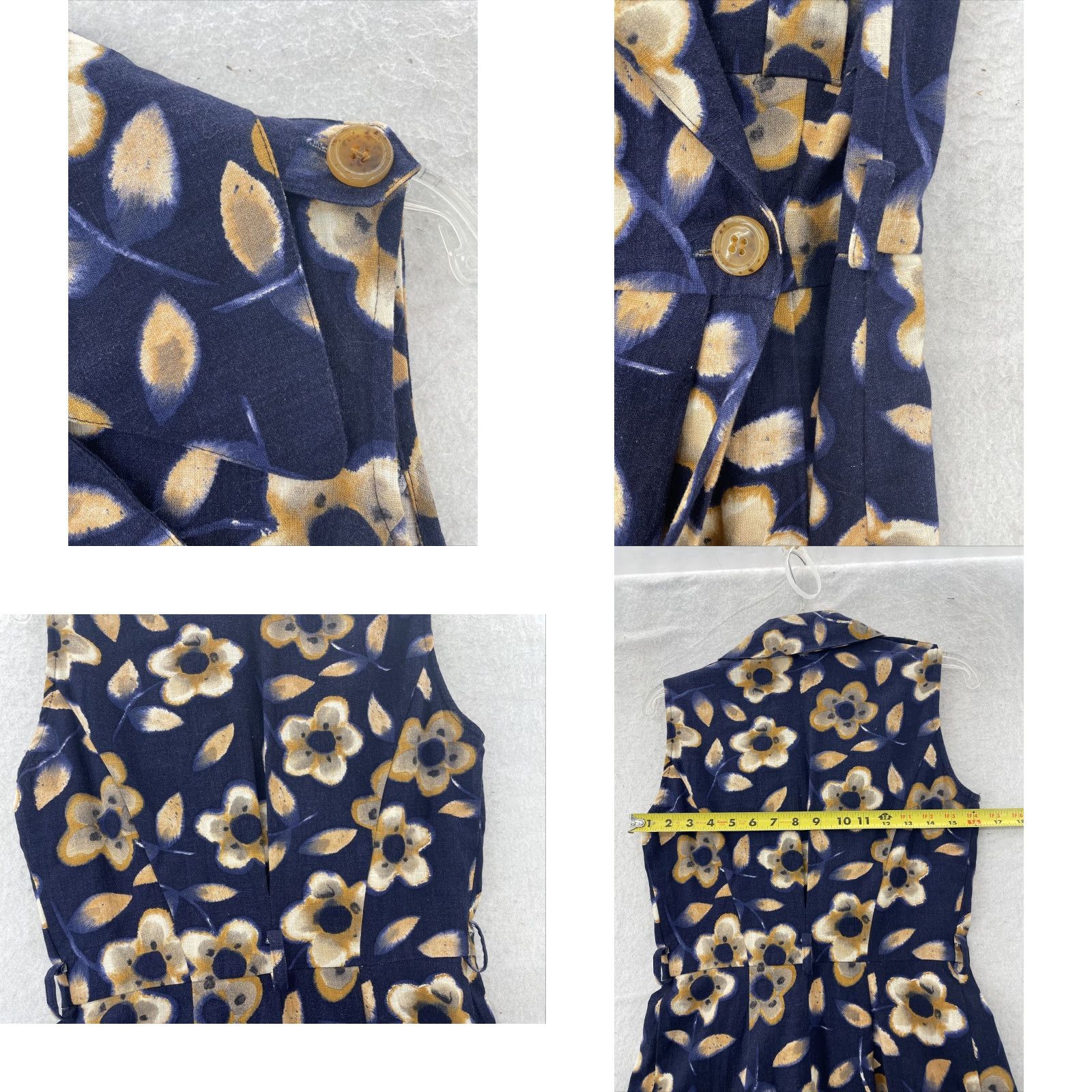 Vintage VINTAGE Karen Alexander Dress Women's 4 Navy Floral 1980s Cotton Casual Sleeveless BoHo Size S / US 4 / IT 40 - 8 Thumbnail