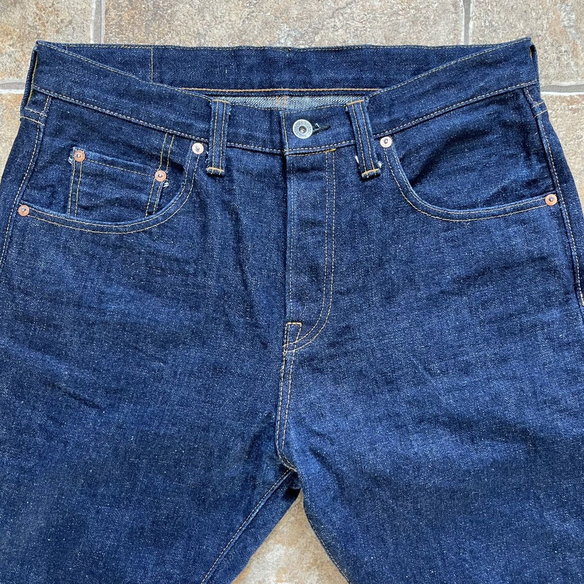 Samurai Jeans Samurai Jeans S211AX 18oz Ai Benkei, Relaxed Tapered, 35x32 Size US 35 - 3 Thumbnail