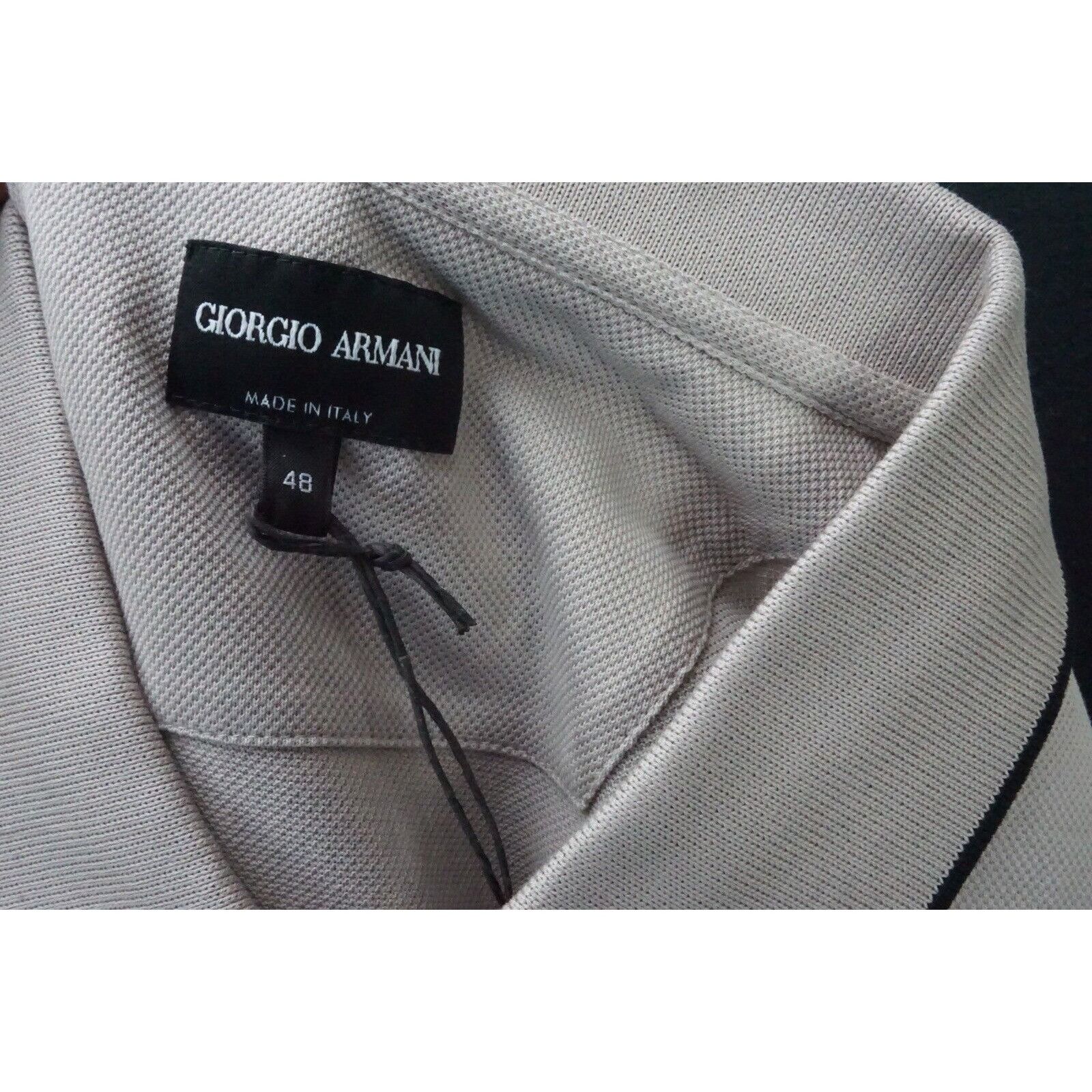 Giorgio Armani Black Label Beige Gray Cotton Polo Shirt Sz 4