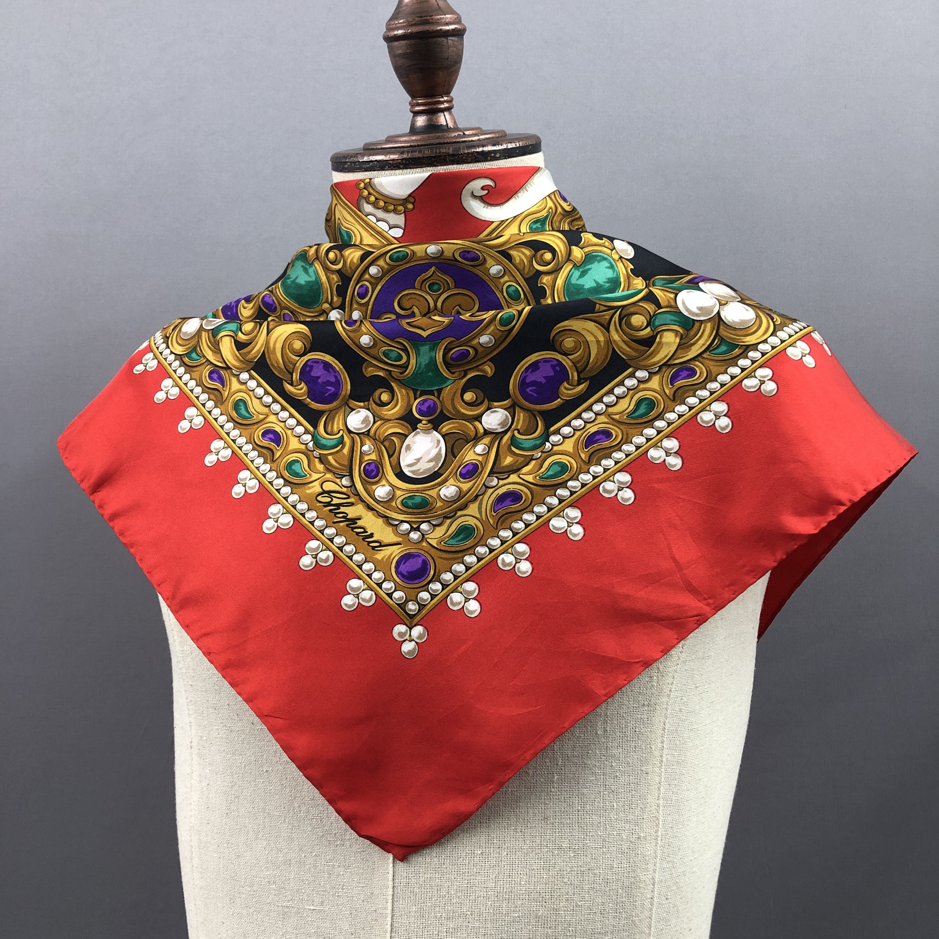 Chopard × Vintage Vintage Chopard SILK Scarf Twill Stole Wraps Scarves Size ONE SIZE - 4 Thumbnail