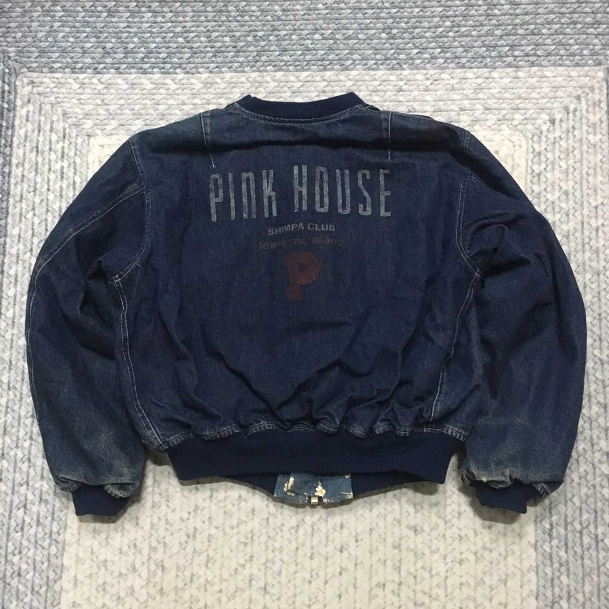 Pink House Distressed Pink House Denim Bomber Jacket Size US L / EU 52-54 / 3 - 6 Thumbnail