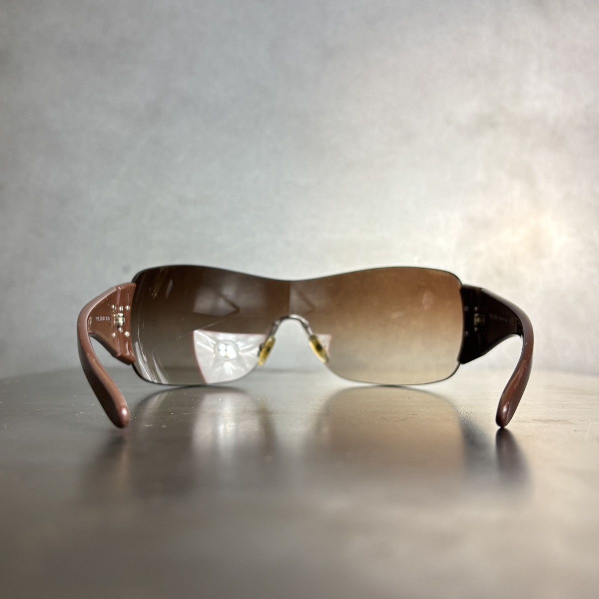 Prada 2011 Prada Sunglasses Y2K Prada Studded Shield Wrap SPR 29L Size ONE SIZE - 7 Thumbnail