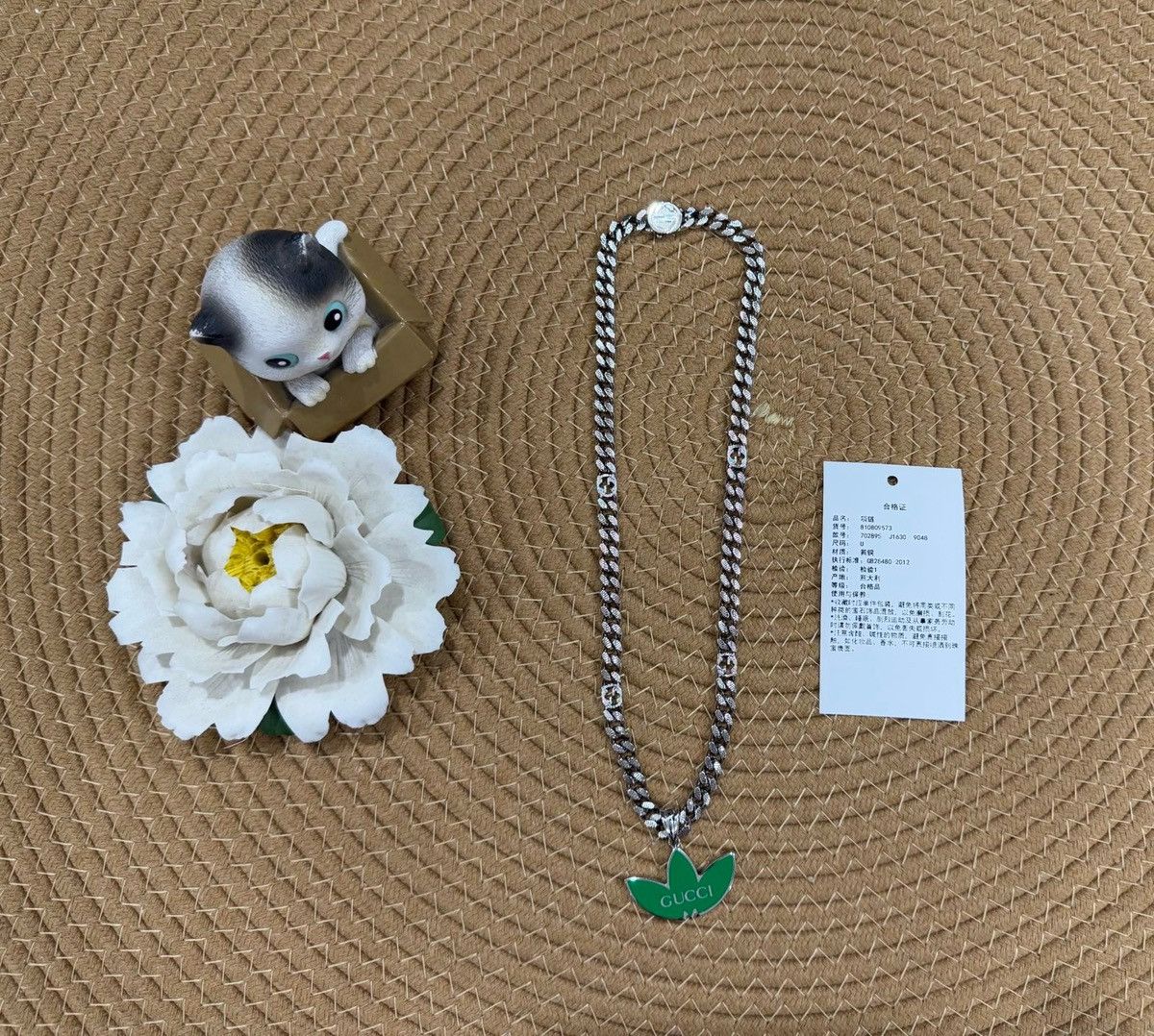 Gucci Enamel Gourmette Trefoil Small Pendant Necklace Size ONE SIZE - 3 Thumbnail