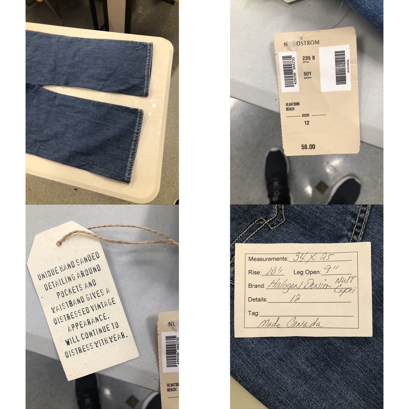 Vintage Halogen Women’s Denim Straight Leg Capri Jeans 12 Medium Wash 34x25 5-Pocket Modern Rise Mid Blue Size 34" / US 12 / IT 48 - 9 Thumbnail