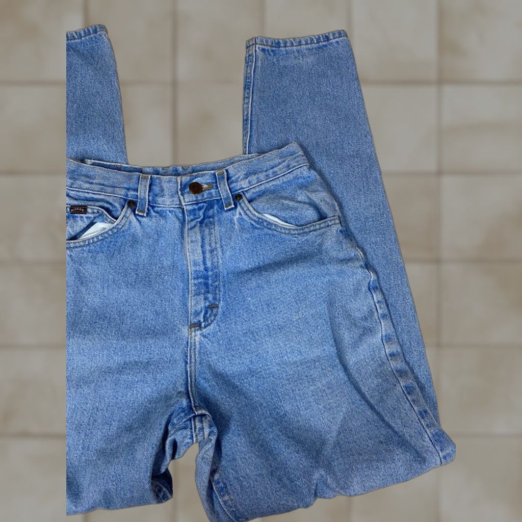 Vintage Riders Jeans Women Regular 24 Blue Straight Light Denim Zip Pockets 30in Inseam mid rise Size 42" / US 20 - 1 Thumbnail