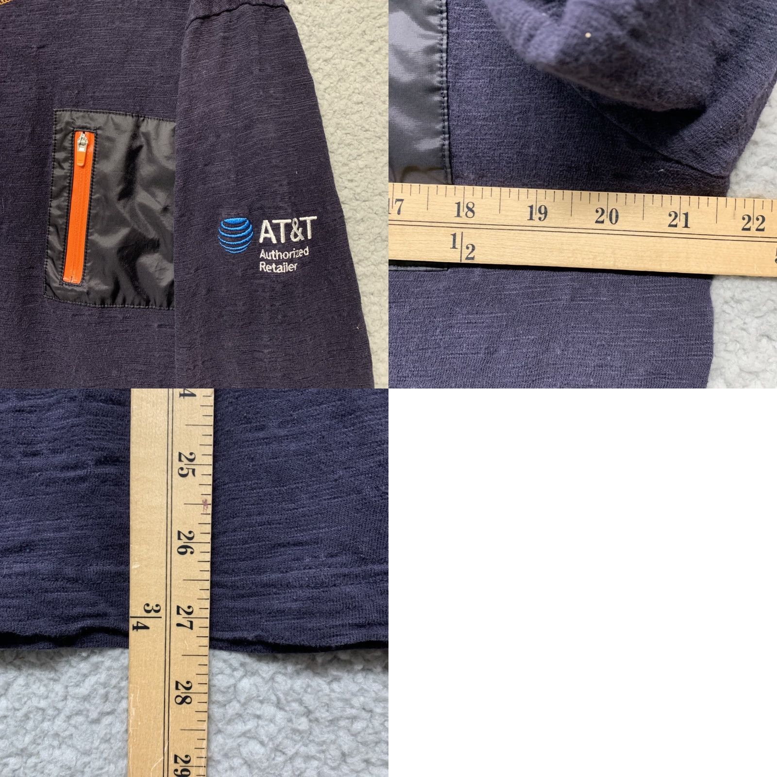 Urban Outfitters VINTAGE The Outfitters Mens Tee Size L Navy Blue 1 Zip Pocket Orange Trim Logo on Sleeve Size US L / EU 52-54 / 3 - 8 Thumbnail