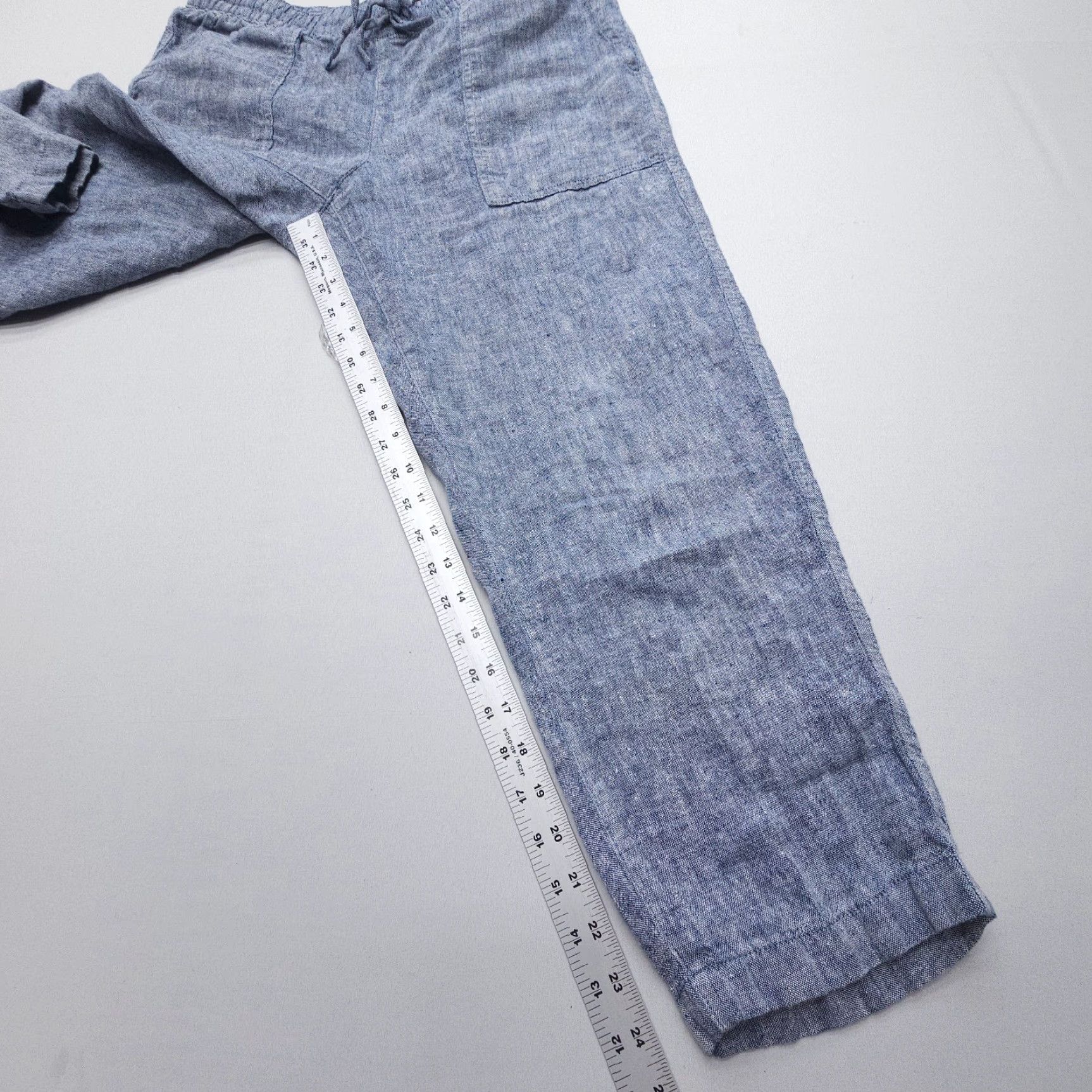 Lands' End Lands' End 100% Linen Pull On Cropped Pants Size 8 Blue Coastal Drawstring Beachy Size 30" / US 8 / IT 44 - 4 Thumbnail