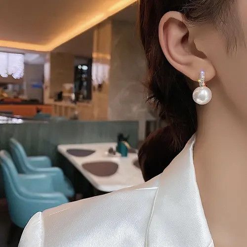 Other Elegant White Pearl Drop Dangle Hoop Earrings for Women Size ONE SIZE - 4 Thumbnail