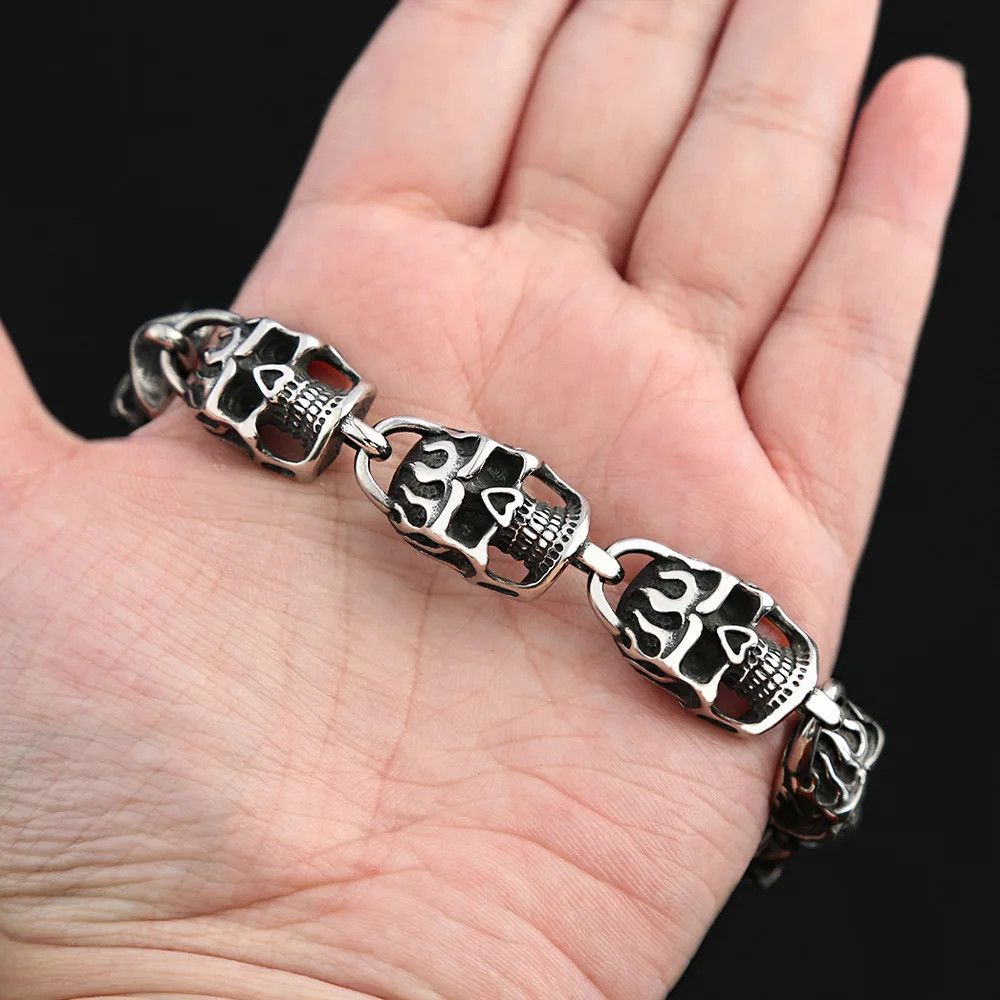 Jewelry Vintage Punk Domineering Skull Bracelet Size ONE SIZE - 2 Thumbnail