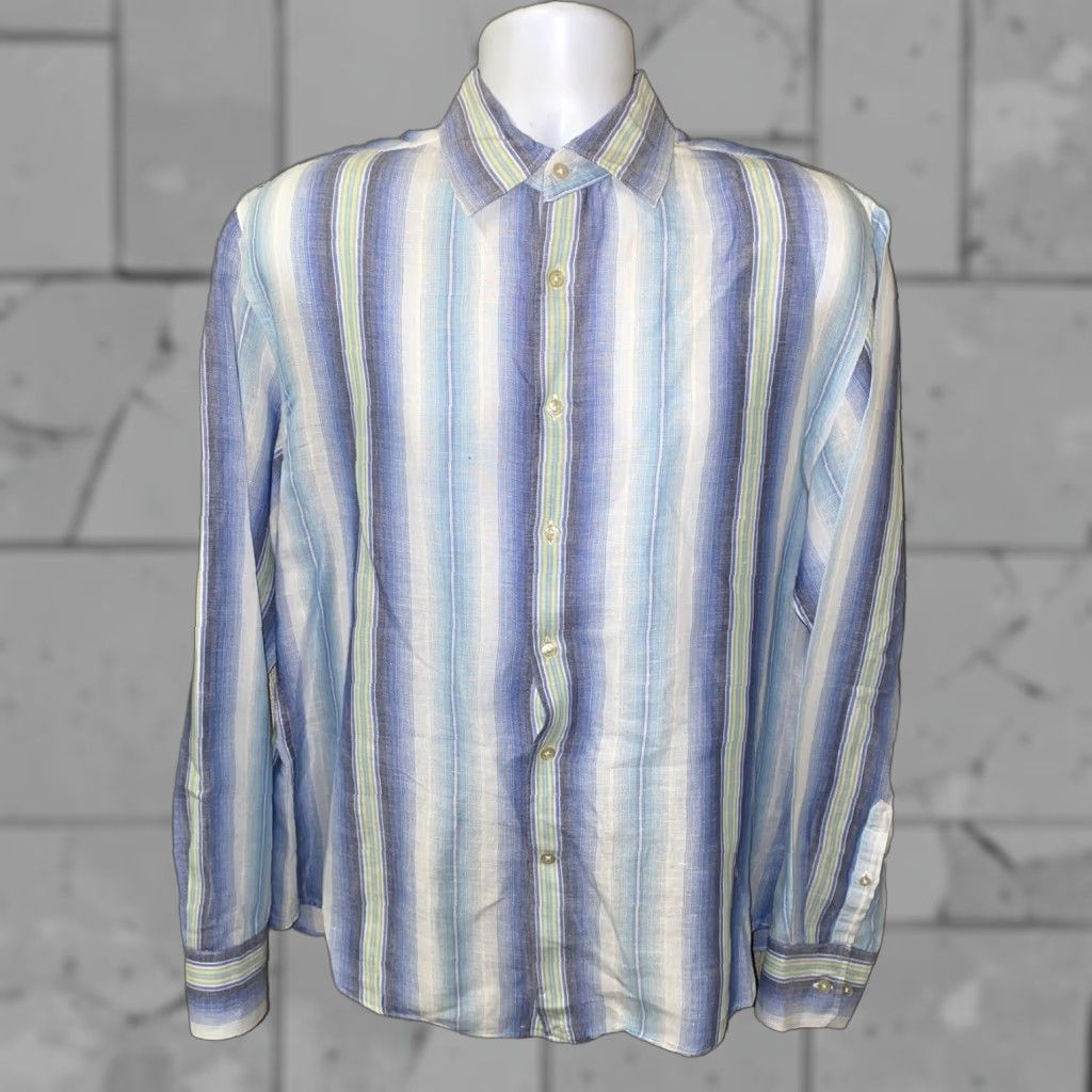 Celio Celio Shirt Mens Size L Multicolor Striped Button-Front Long Sleeve Casual Colorful Regular Fit Size US L / EU 52-54 / 3 - 1 Thumbnail