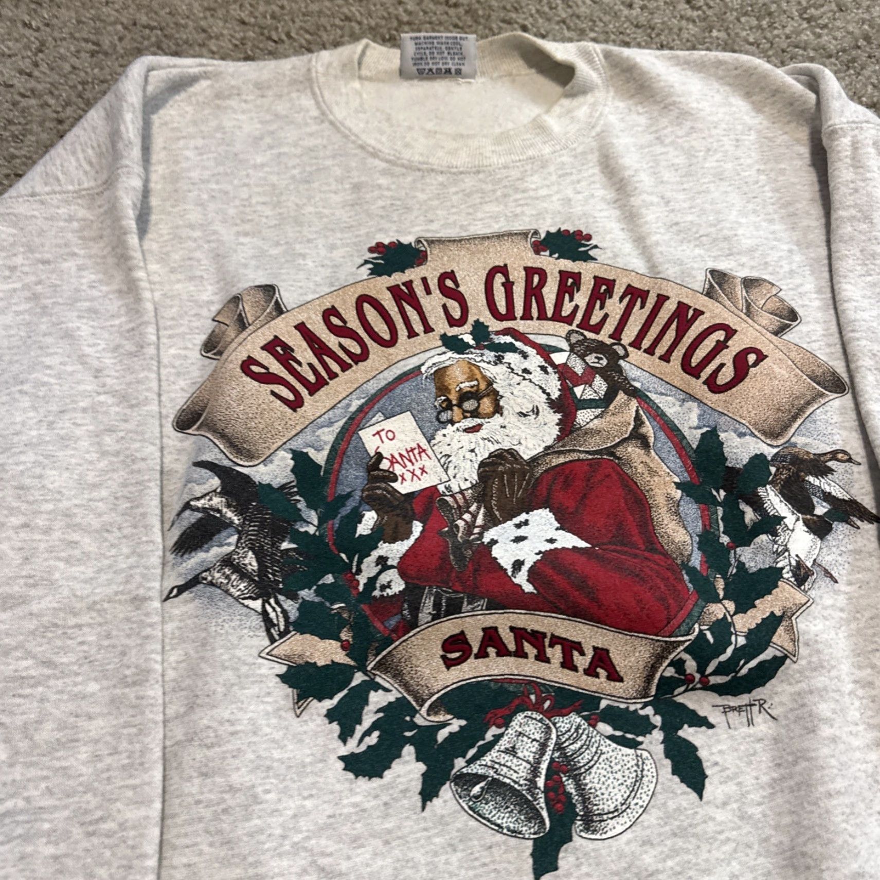 Vintage VINTAGE 90s Santa Claus Christmas Holiday Season’s Greetings Crewneck Sweatshirt XL Gray Men Size US XL / EU 56 / 4 - 2 Thumbnail