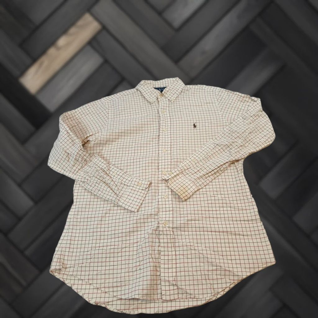 Ralph Lauren Ralph Lauren Shirt Mens M White Windowpane Plaid Button-Down Custom Fit Check Embroidered Polo Pony Chest Ivory Cotton Long Sleeve Size US M / EU 48-50 / 2 - 1 Thumbnail