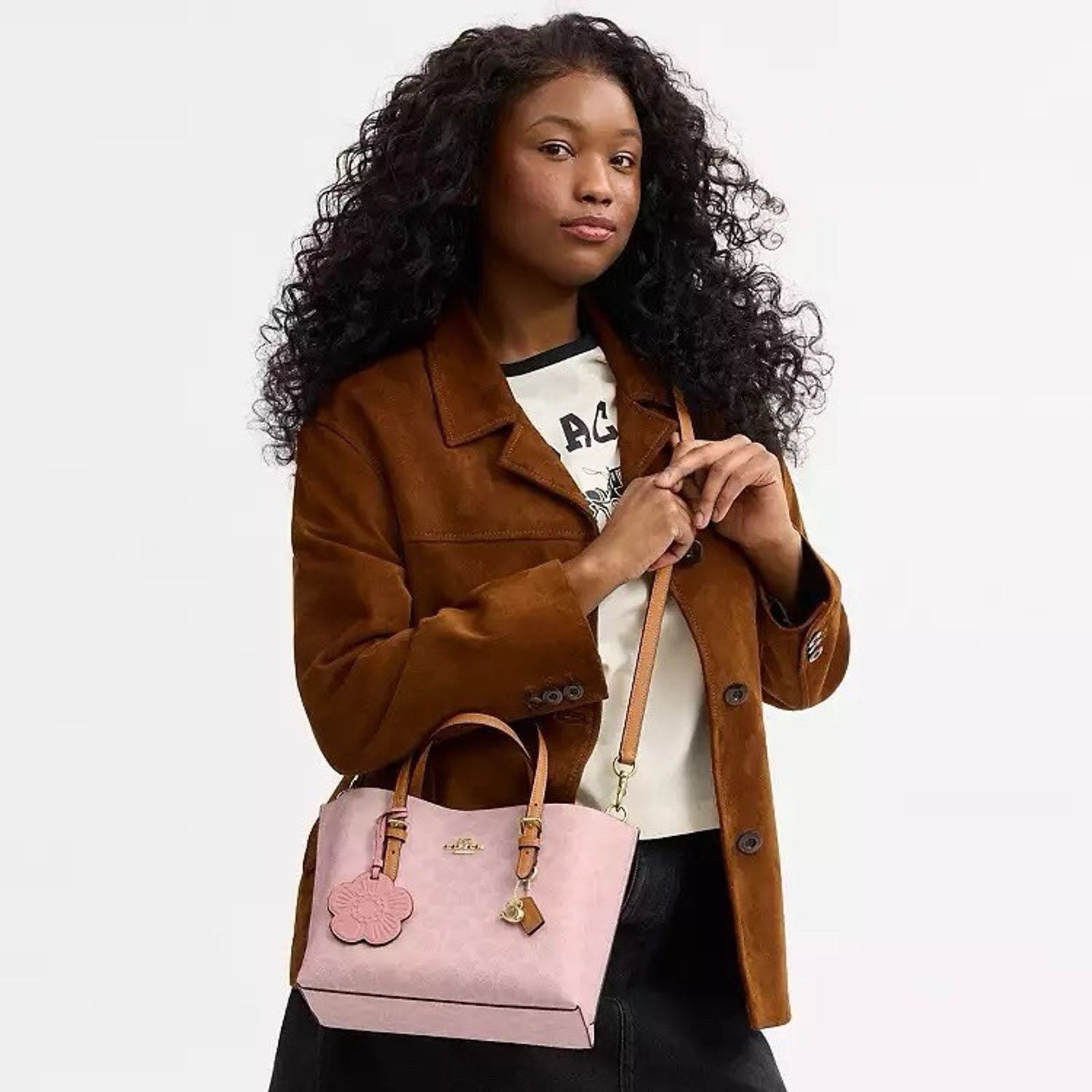Coach NWT Coach Mollie Tote Bag 25 Charms CER24 Gold/Powder Pink Size ONE SIZE - 9 Thumbnail