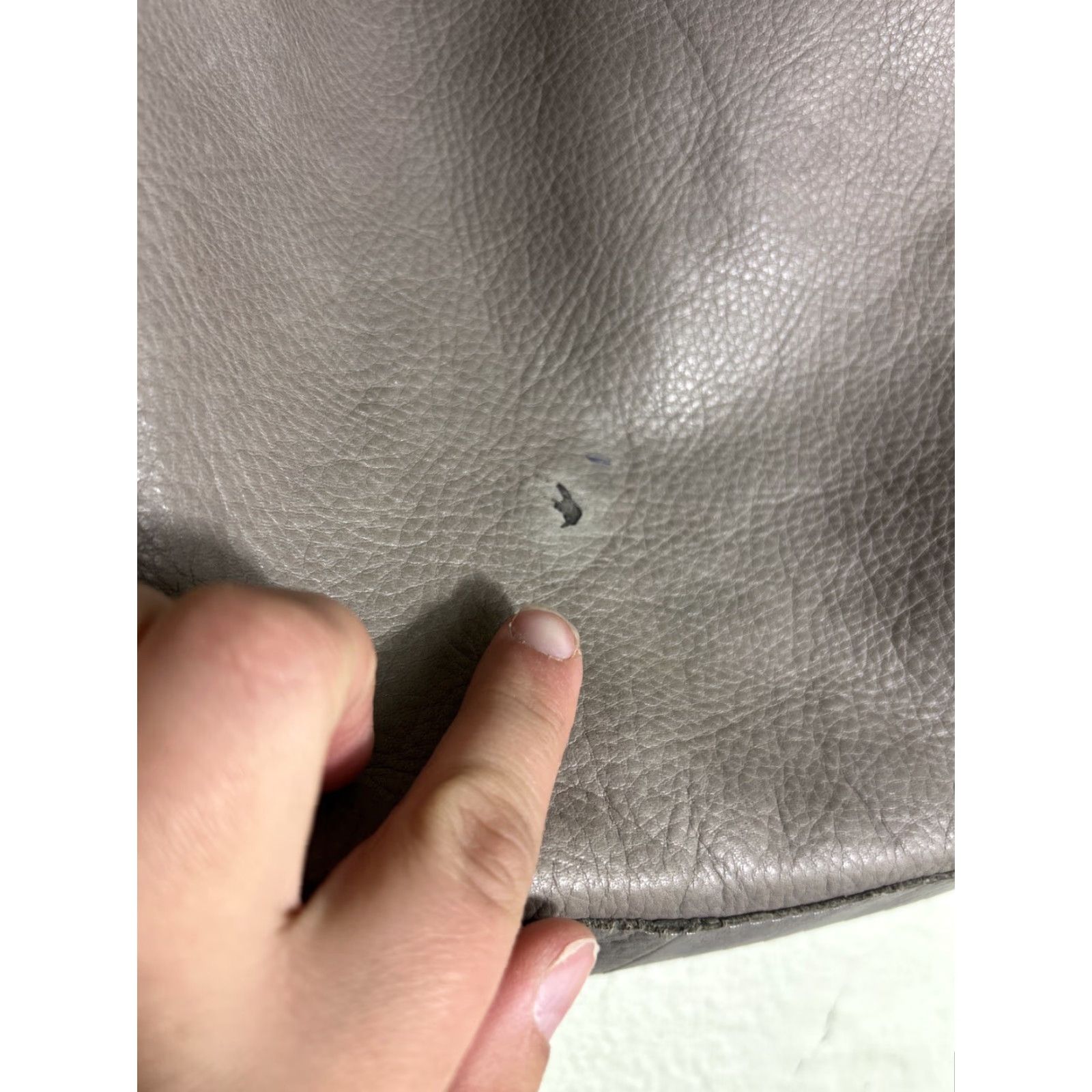Vintage American Leather Co. Gray Pebbled Leather Double Handles Purse Satchel 13x11.5x5 Womens Ladies Bags Stains Size ONE SIZE - 5 Thumbnail