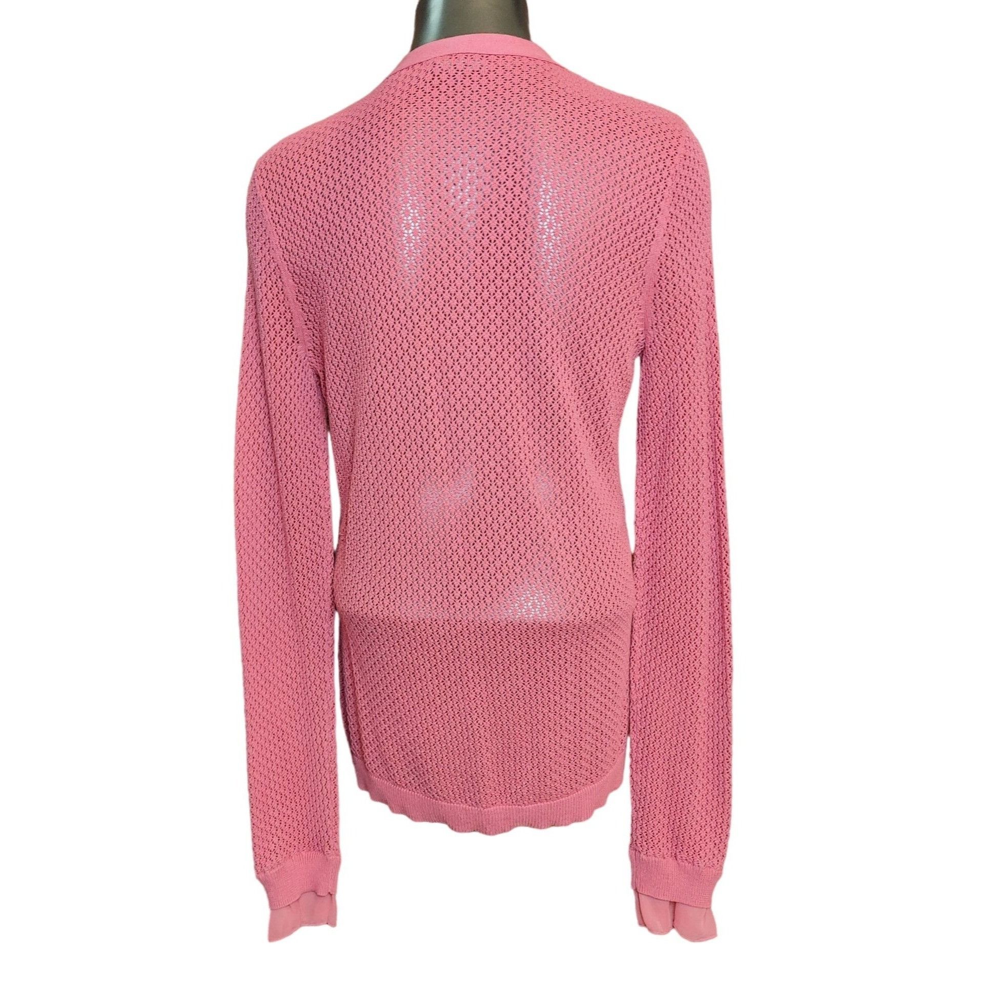 Anne Klein Anne Klein AK Red Long Sleeve Crochet Top Size L Size L / US 10 / IT 46 - 2 Thumbnail
