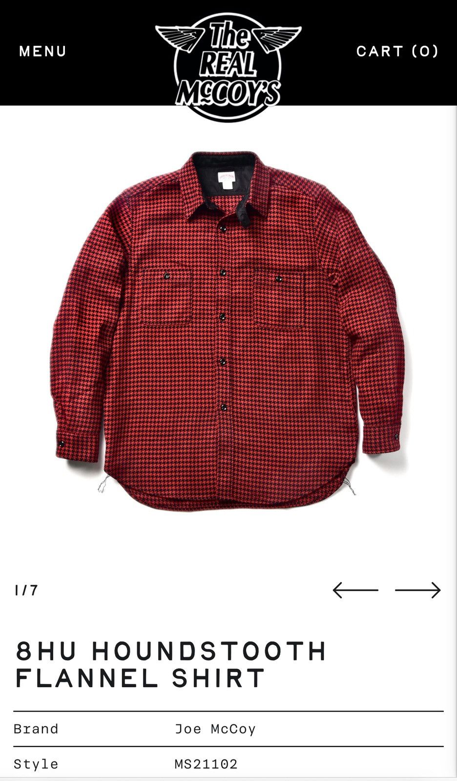 The Real McCoy's Joe McCoy's 8HU Houndstooth Flannel Shirt Size US M / EU 48-50 / 2 - 1 Thumbnail