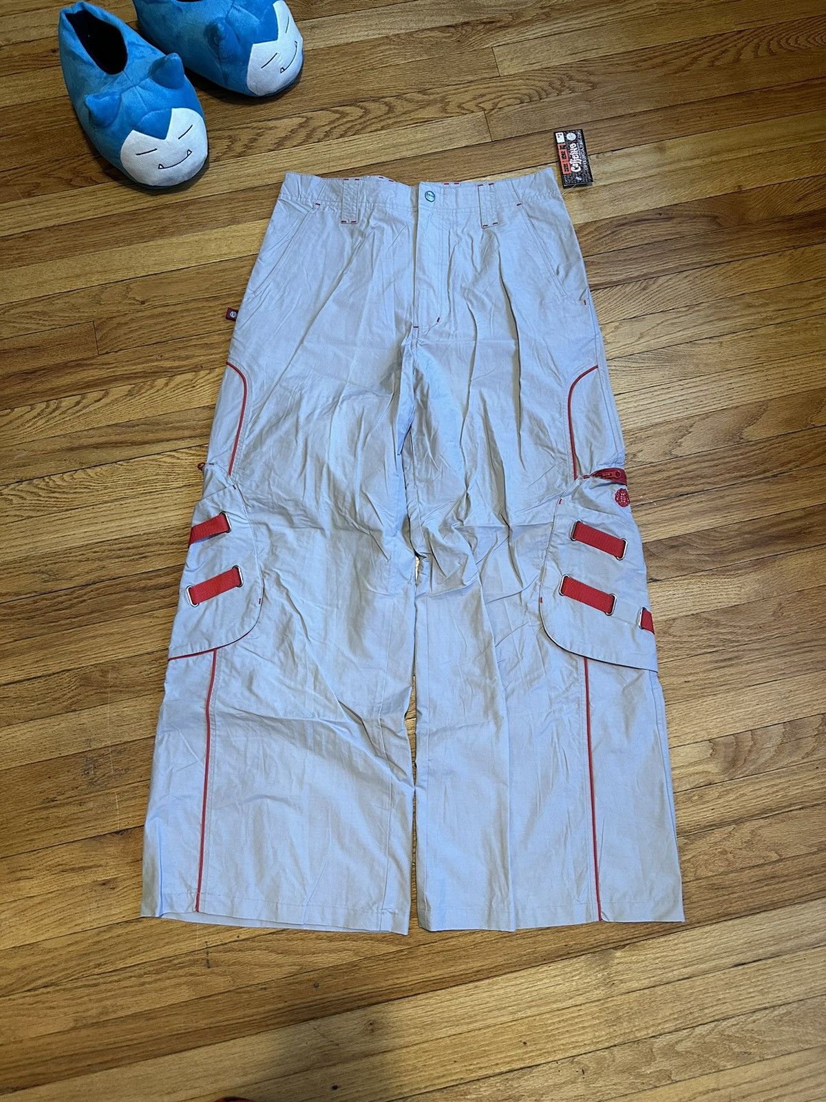 image of Deadstock Vintage Caffeine Rave Kikwear Style Jumpsuit Pants in Beige, Men's (Size 34)