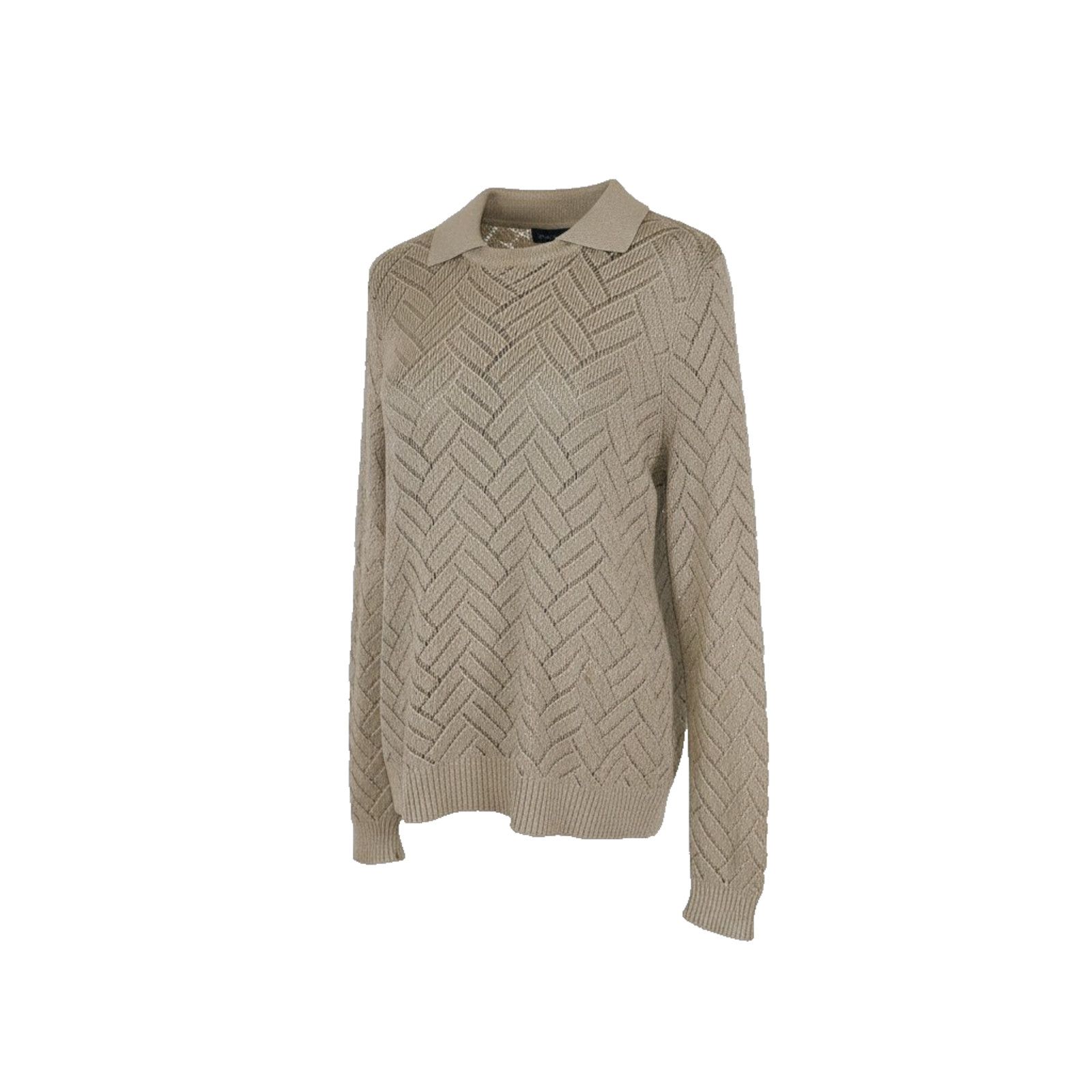 Soft Surroundings NWoT SOFT SURROUNDINGS Beige Gold Collared Sweater Sz L $99 Size L / US 10 / IT 46 - 1 Thumbnail