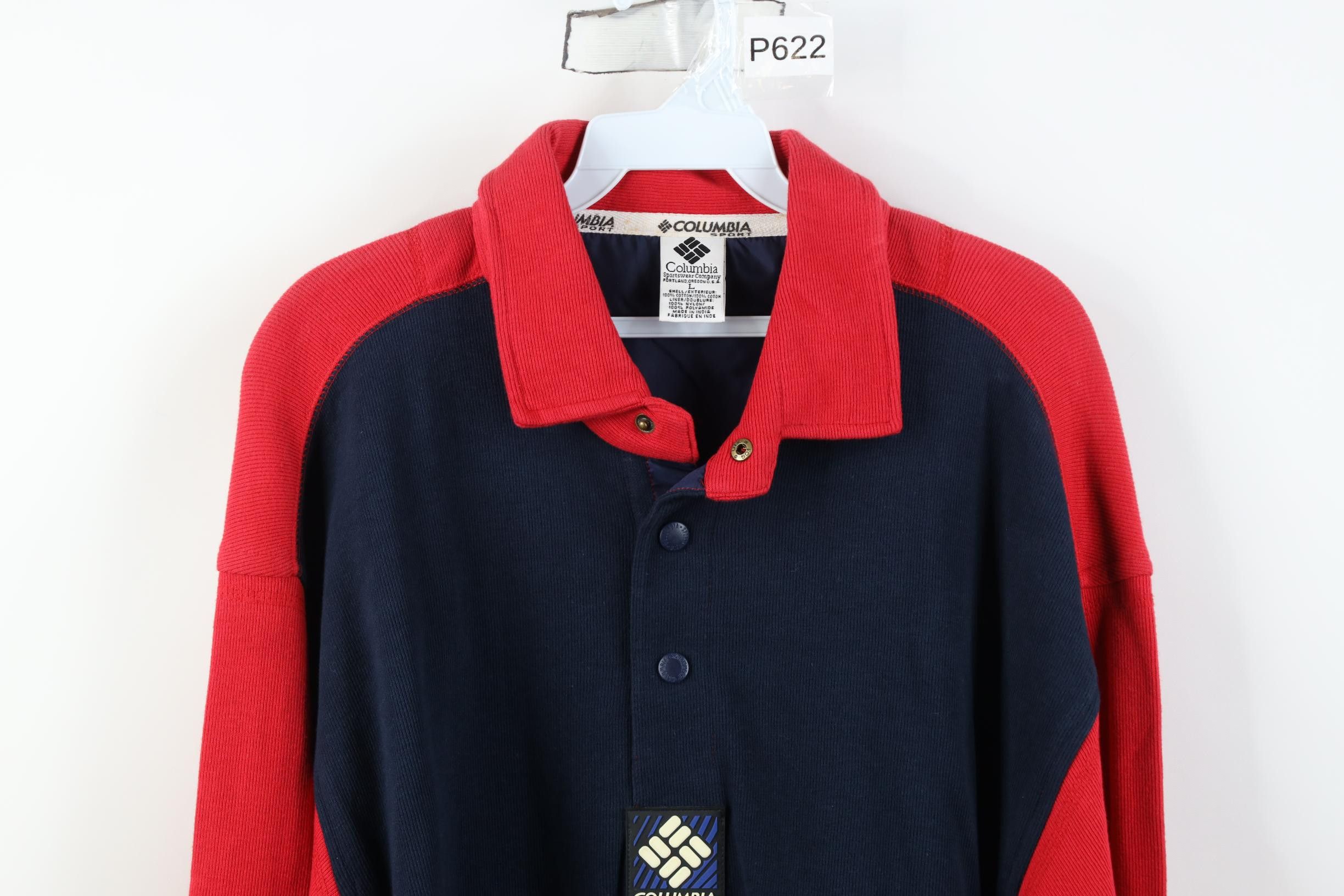Columbia Vintage 90s Columbia Ribbed Knit Rugby Polo Shirt Blue Size US L / EU 52-54 / 3 - 2 Thumbnail