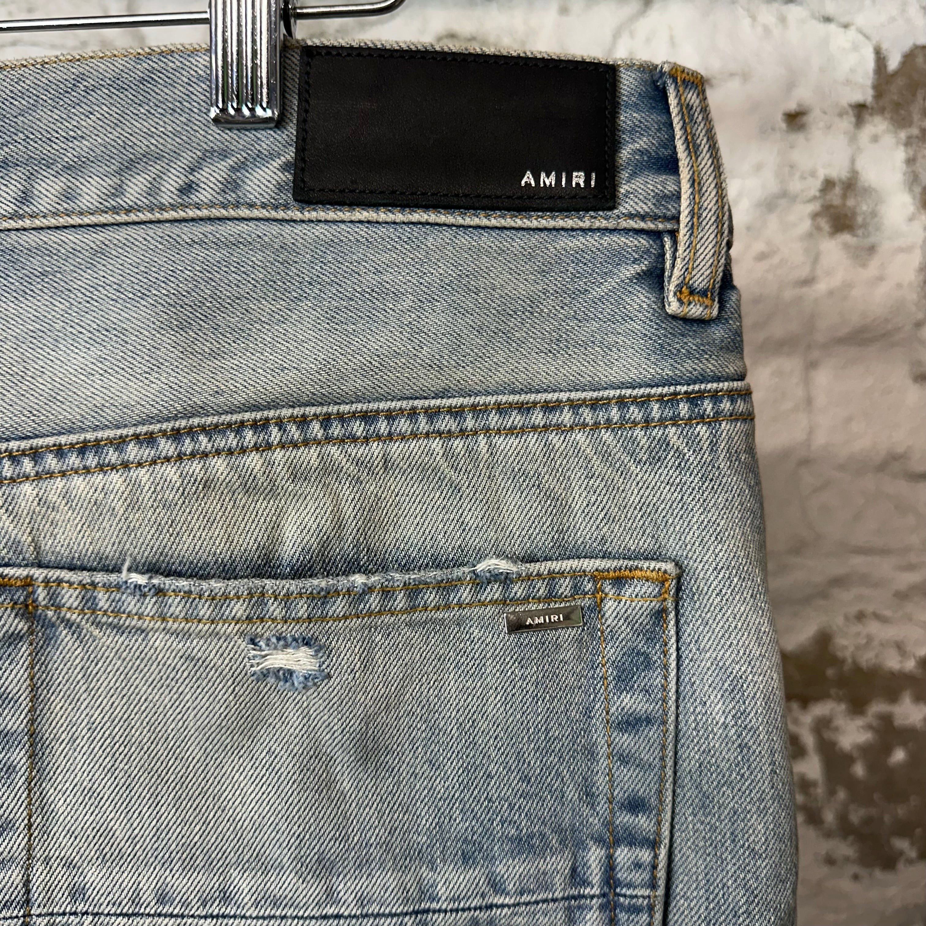 Amiri Amiri Knee Rip Shotgun Baggy Lightwash Blue Denim Jeans Sz 3 Size US 32 / EU 48 - 4 Thumbnail