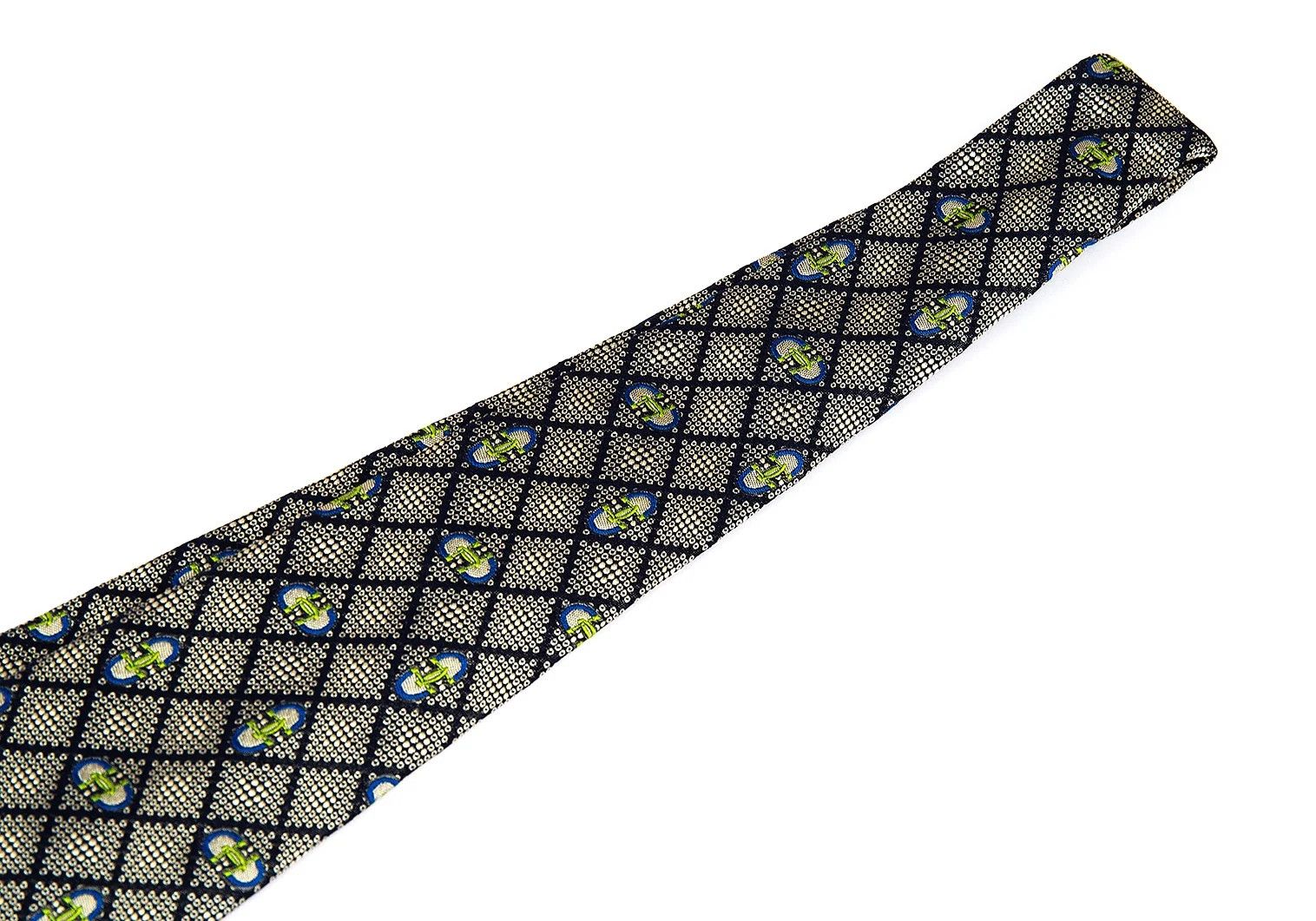 Gucci Silk Jacquard Tie in Beige and Navy Size ONE SIZE - 3 Thumbnail