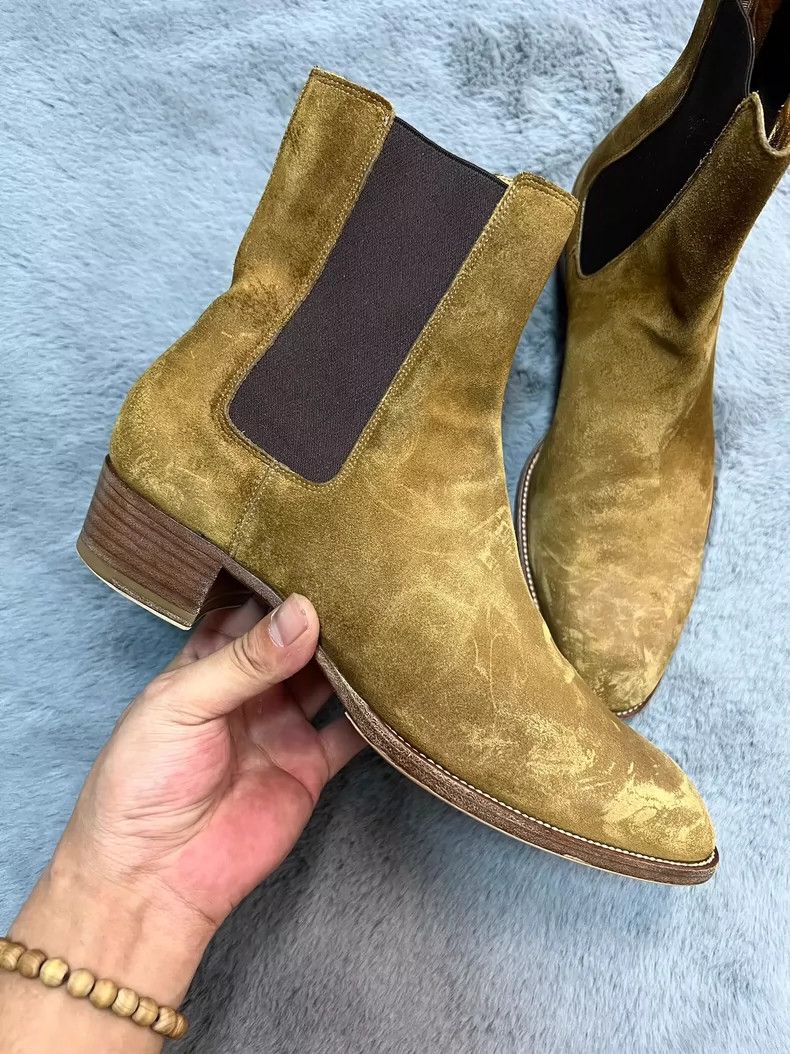 Saint Laurent Paris Saint Laurent Paris Fall/Winter Yellow Suede Basic Chelsea Size US 8 / EU 41 - 2 Thumbnail