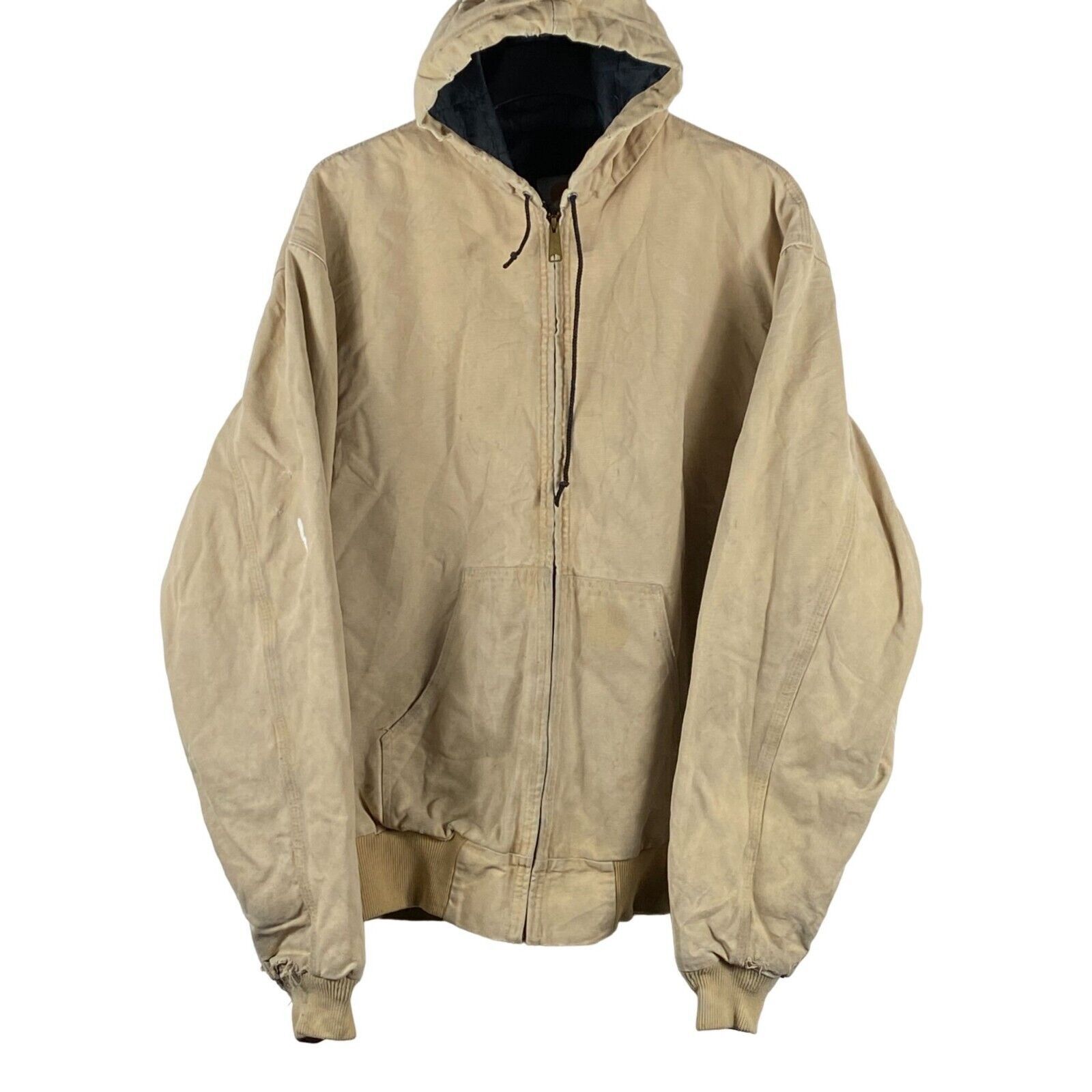 image of Vintage Carhartt Workwear Full Zip Hoodie Jacket Tan Men's ( (Size 2XL)