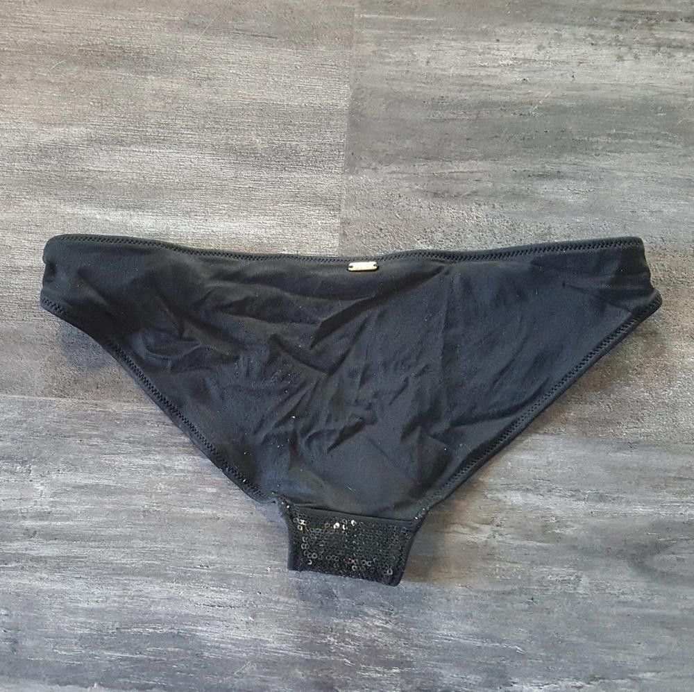 Designer Black Sequin Detailed VS Bikini Bottoms Size ONE SIZE - 2 Thumbnail