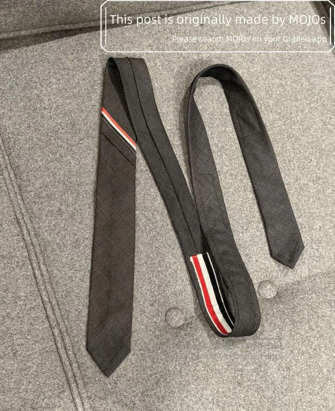 Thom Browne Thom Browne Stitches Color Stripe Dark Gray Tie. Size ONE SIZE - 3 Thumbnail