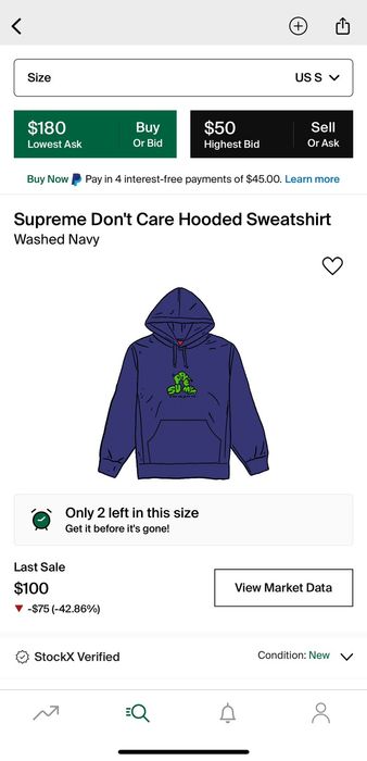 Supreme Supreme Don't Care Hooded Sweatshirt | Grailed