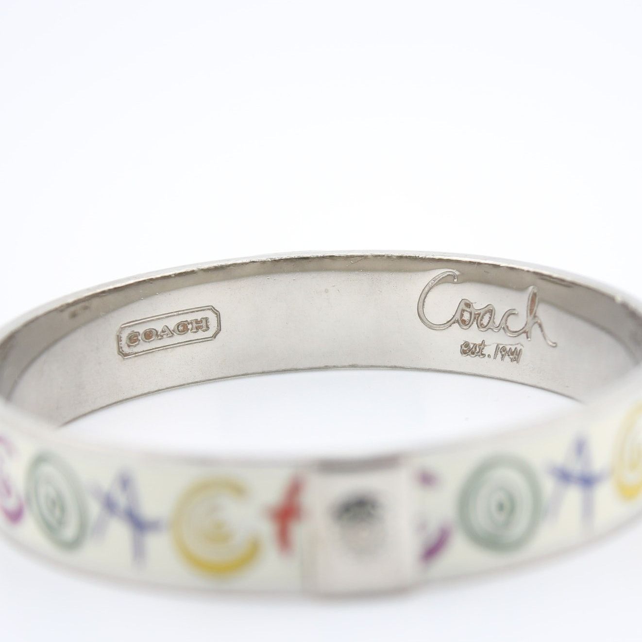 Coach Coach Multicolor Signature Enamel Bangle Bracelet SilverTone Size ONE SIZE - 3 Thumbnail
