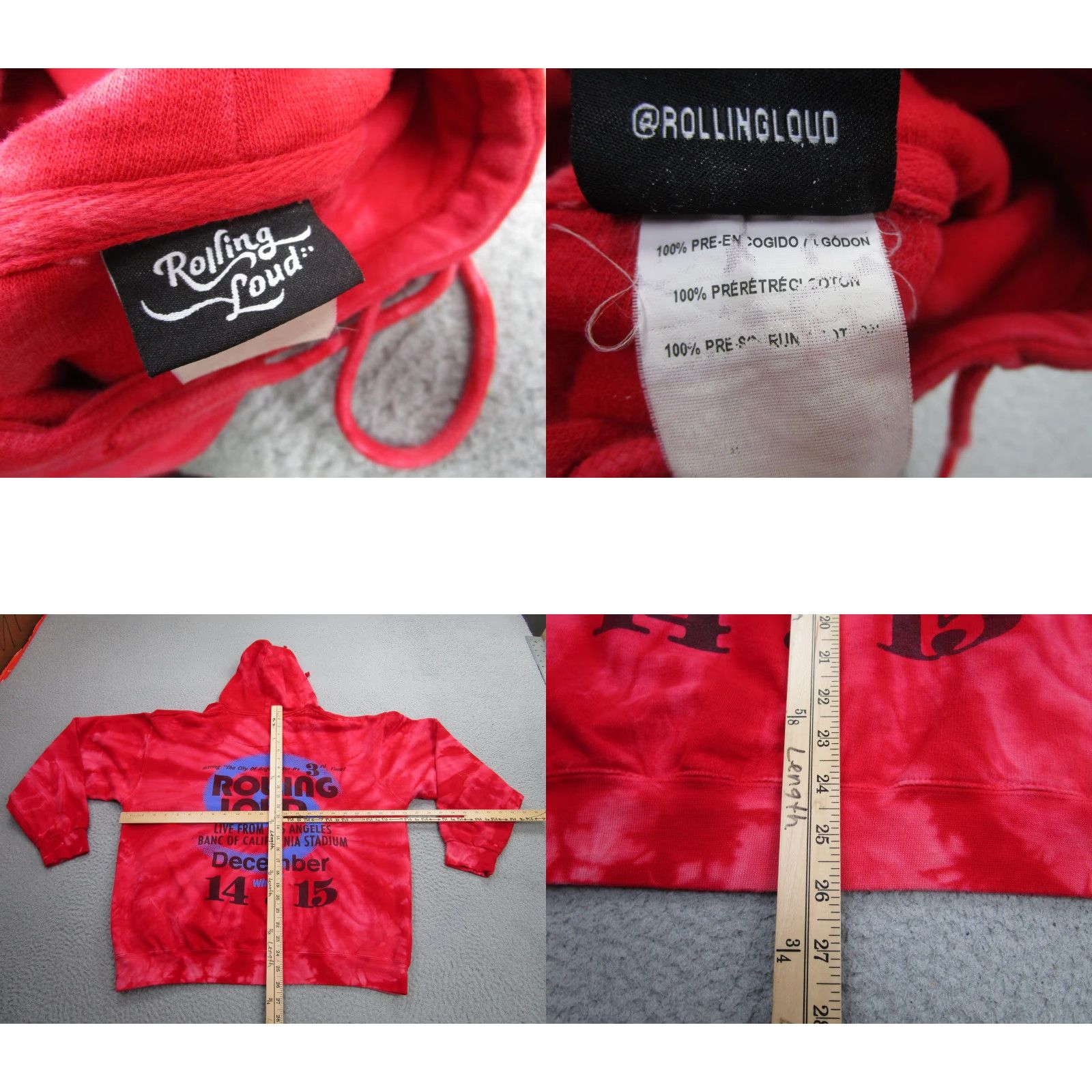 Vintage Rolling Loud Sweatshirt Mens Large Red Tie Dye Hoodie LA December Festival Size US XXL / EU 58 / 5 - 8 Thumbnail